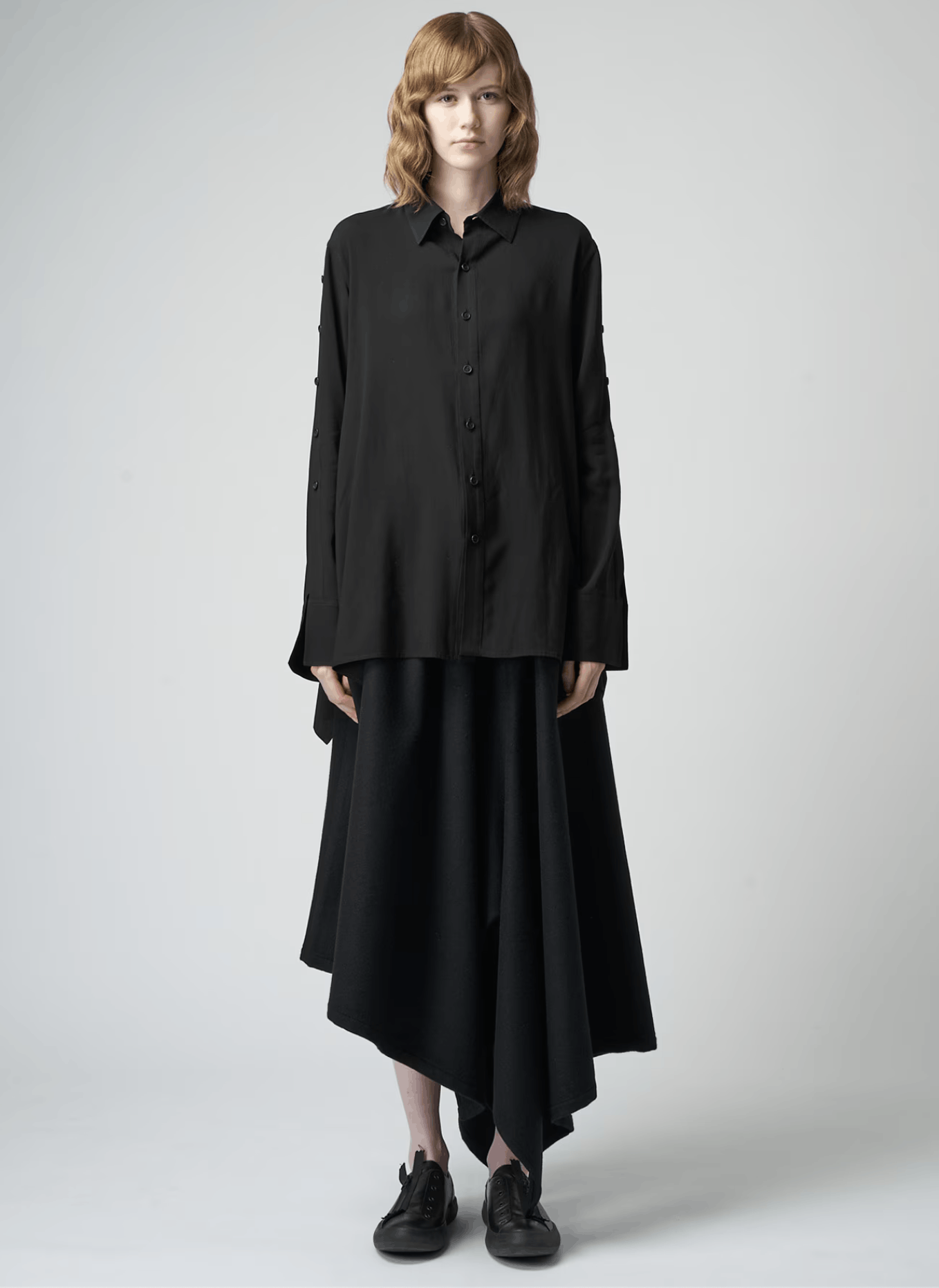 Yohji Yamamoto Yohji Yamamoto Femme - W/GABARDINE DRAWSTRING SKIRT Size 40" / US 18 - 9 Thumbnail