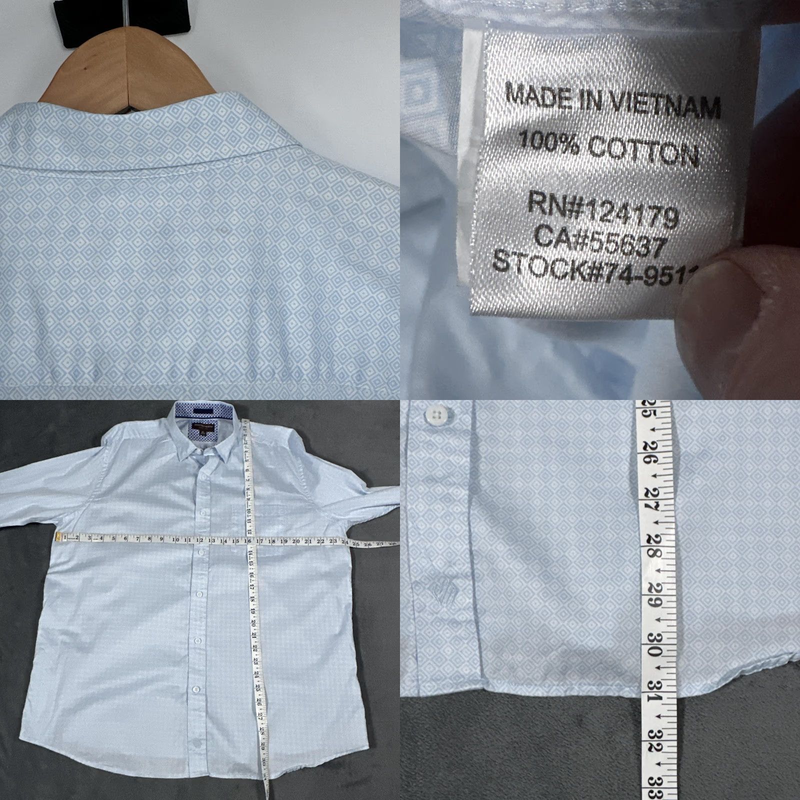 Johnston & Murphy Johnston & Murphy Shirt Adult XL Blue Geometric Cotton Button-Up Pockets Mens Size US XL / EU 56 / 4 - 8 Thumbnail