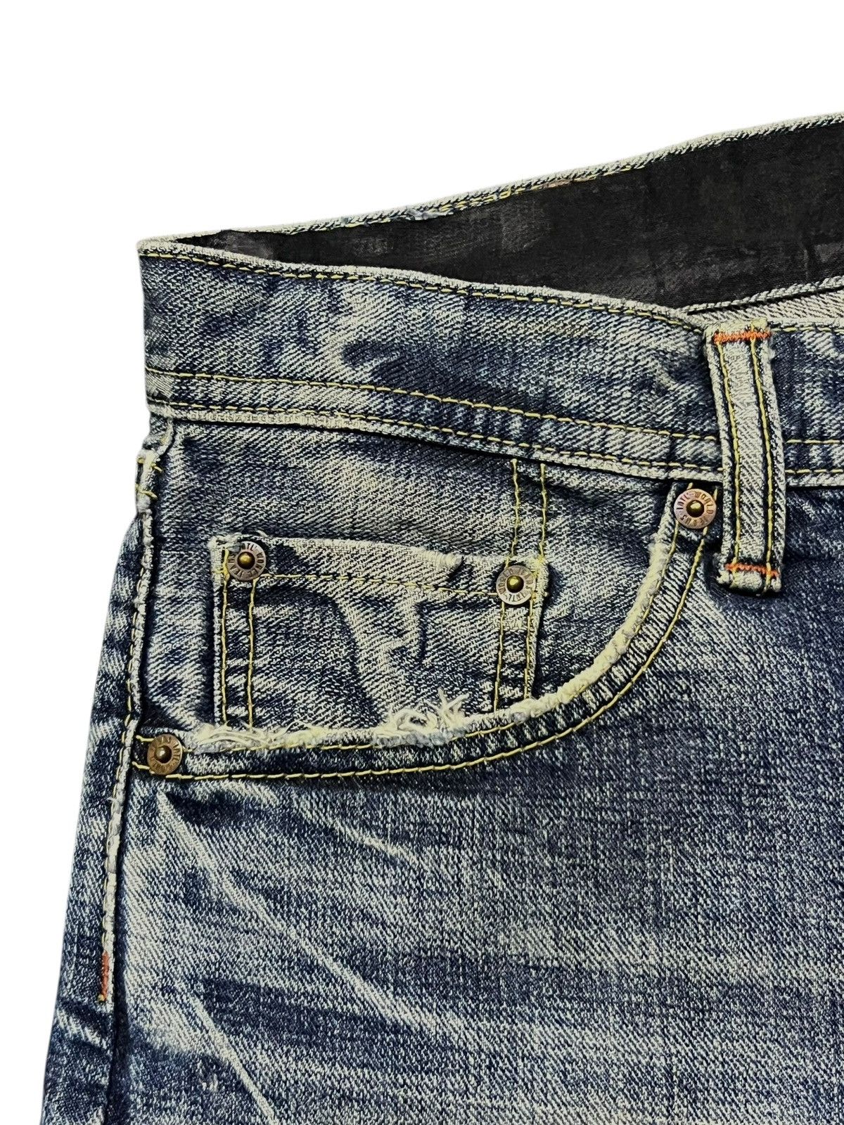 Japanese Brand Loose Vintage 00s GL HEART Japan - Faded Blue Wash Jeans Size US 35 - 9 Thumbnail