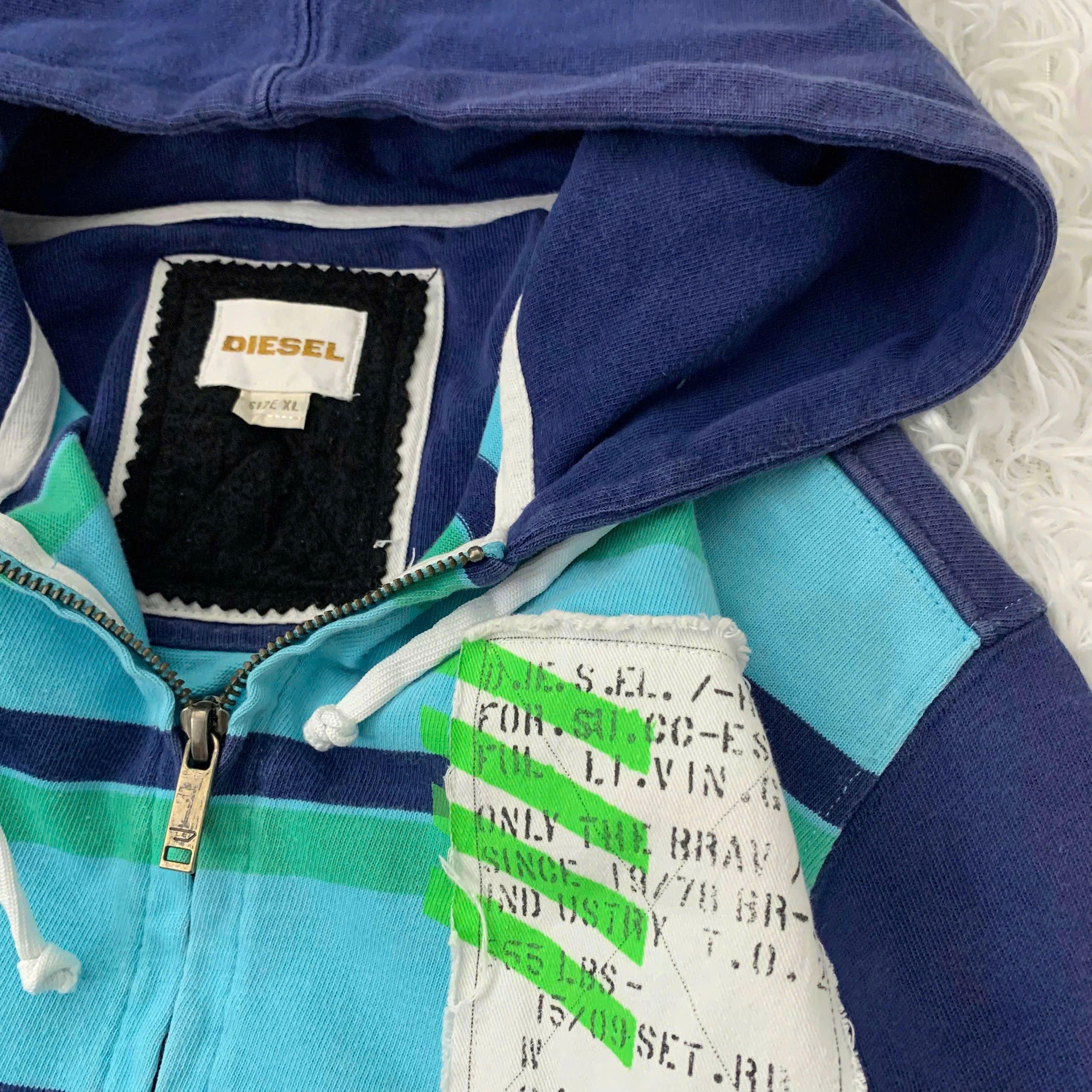 Diesel Diesel Archive Hybrid Hoodie - Deconstructed Striped Zip-Up Size US L / EU 52-54 / 3 - 5 Thumbnail