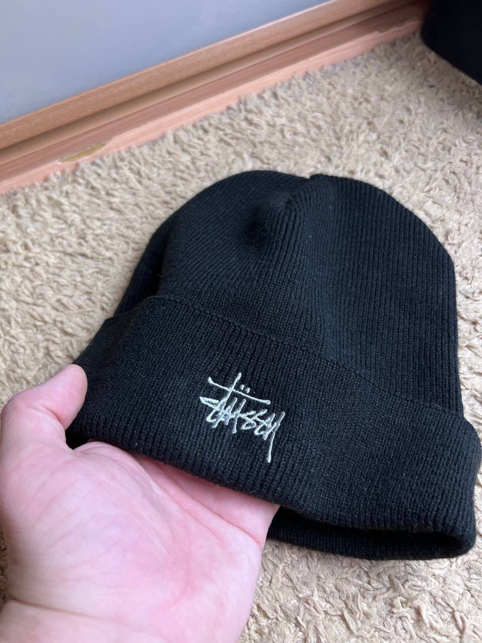Stussy × Vintage 00s Vintage Stussy Black hat beanie embroidered logo Y2K Size ONE SIZE - 3 Thumbnail