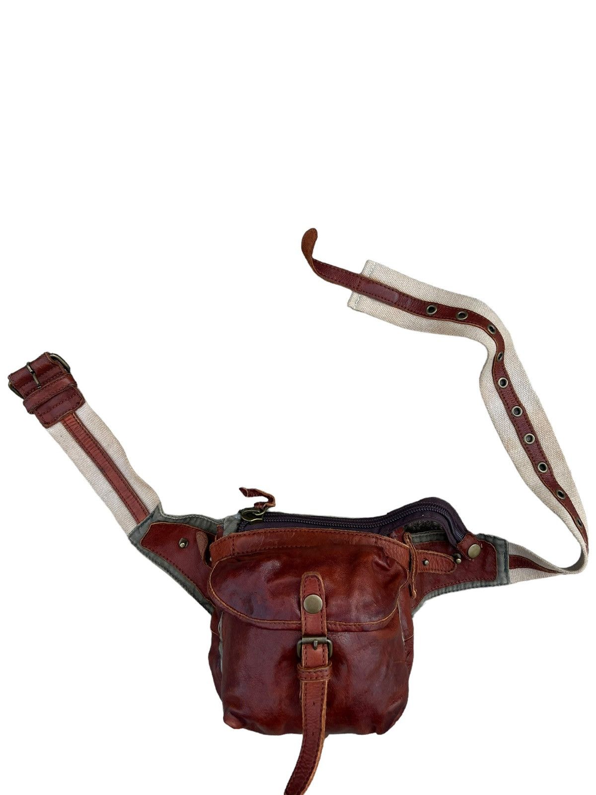 Leather Vintage Tough JeansSmith Military Surplus Patina Leather Bag Size ONE SIZE - 6 Thumbnail