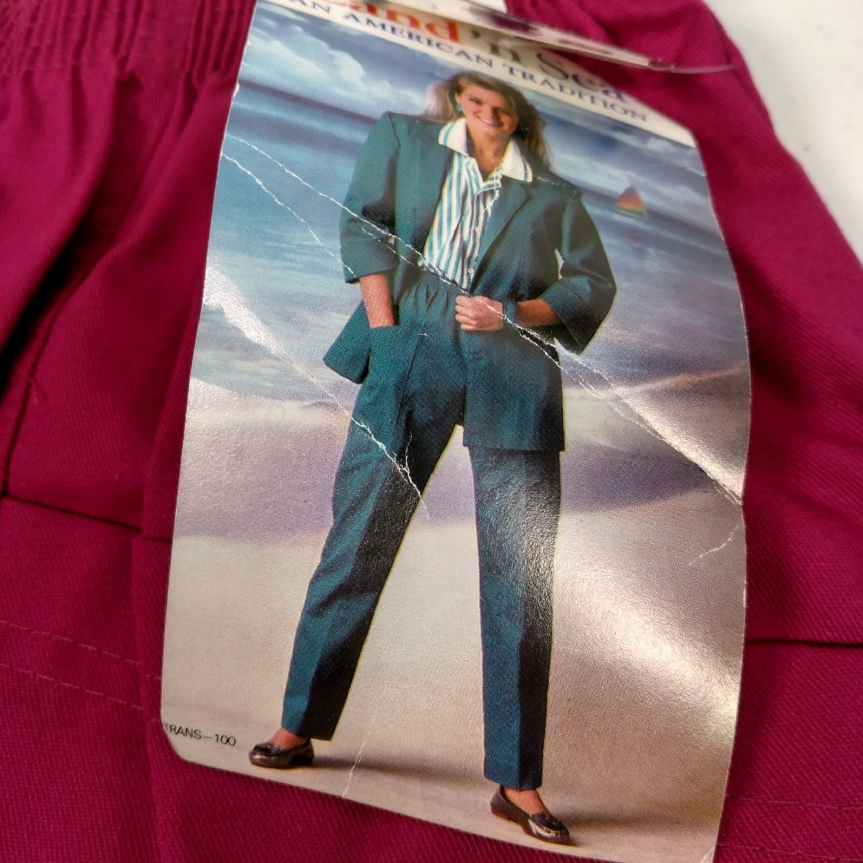 Vintage VINTAGE Land' n Sea Skirt Midi A-Line 18 Maroon Elastic Cotton Blend Twill Pockets Womens Mens? Size 40" / US 18 - 5 Thumbnail