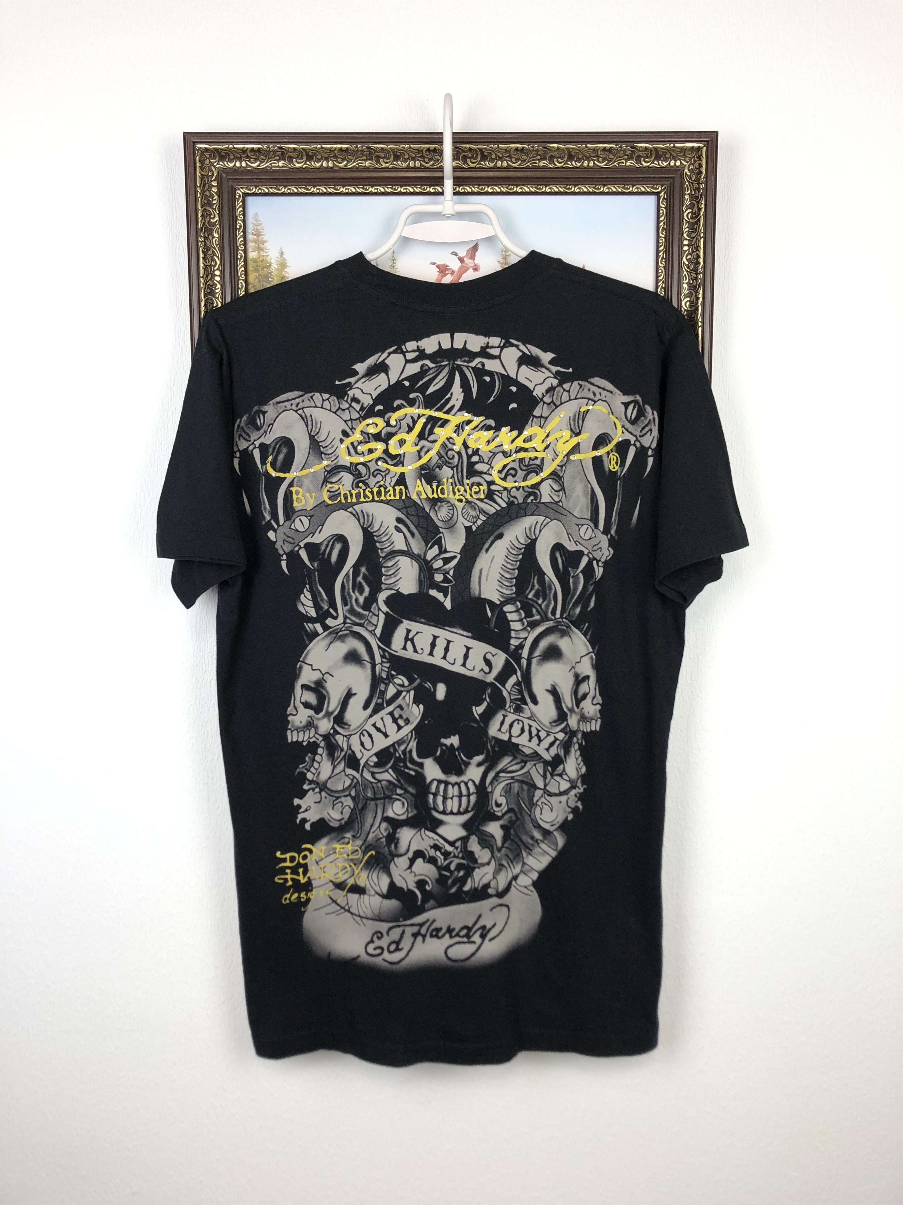 Vintage Vintage Ed Hardy Love Kills Skull Over Print Shirt Tee Hype Size US L / EU 52-54 / 3 - 10 Thumbnail