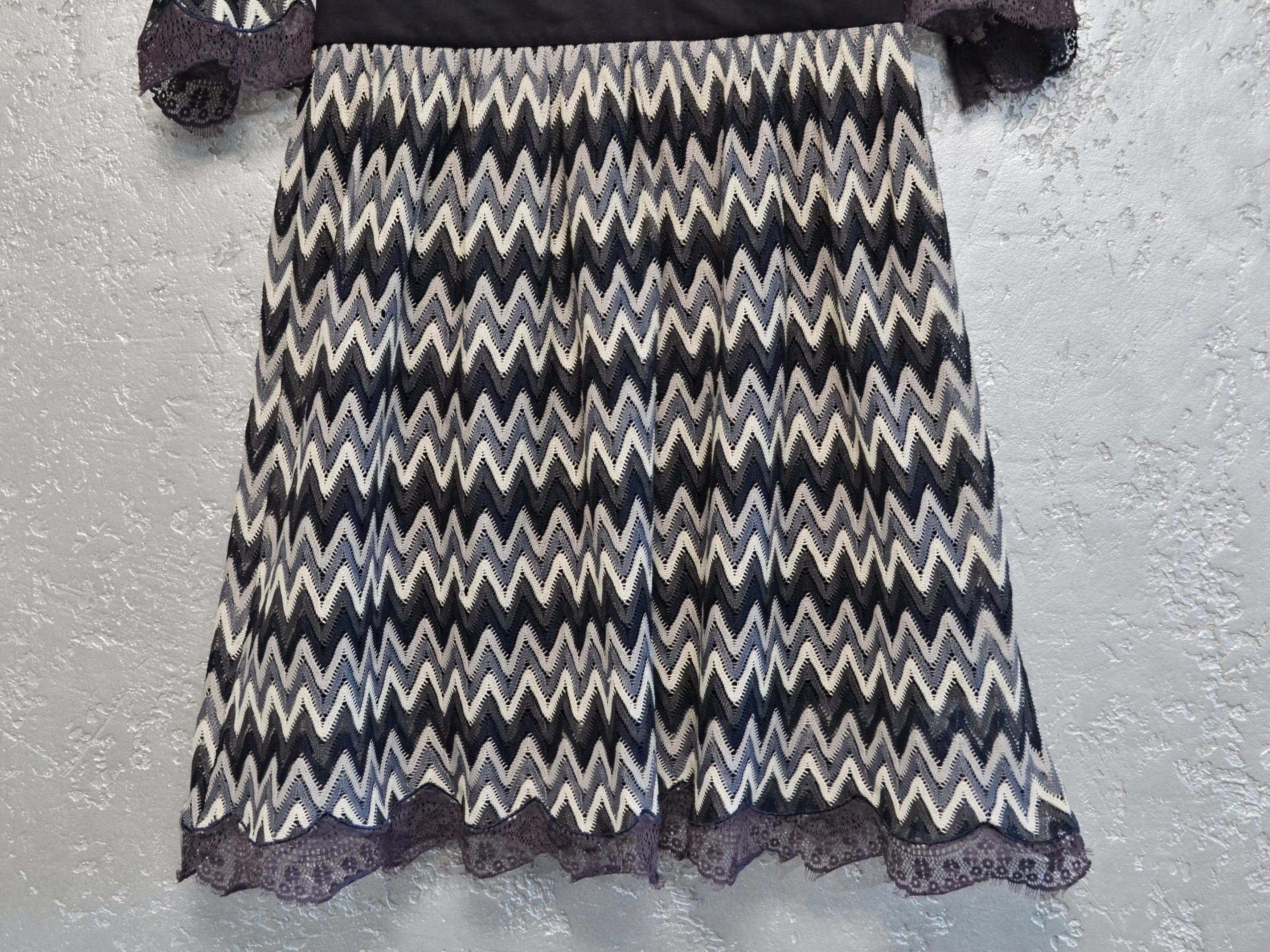 Missoni Vintage MISSONI Women’s Knit Dress Blue White Rare Size M / US 6-8 / IT 42-44 - 5 Thumbnail
