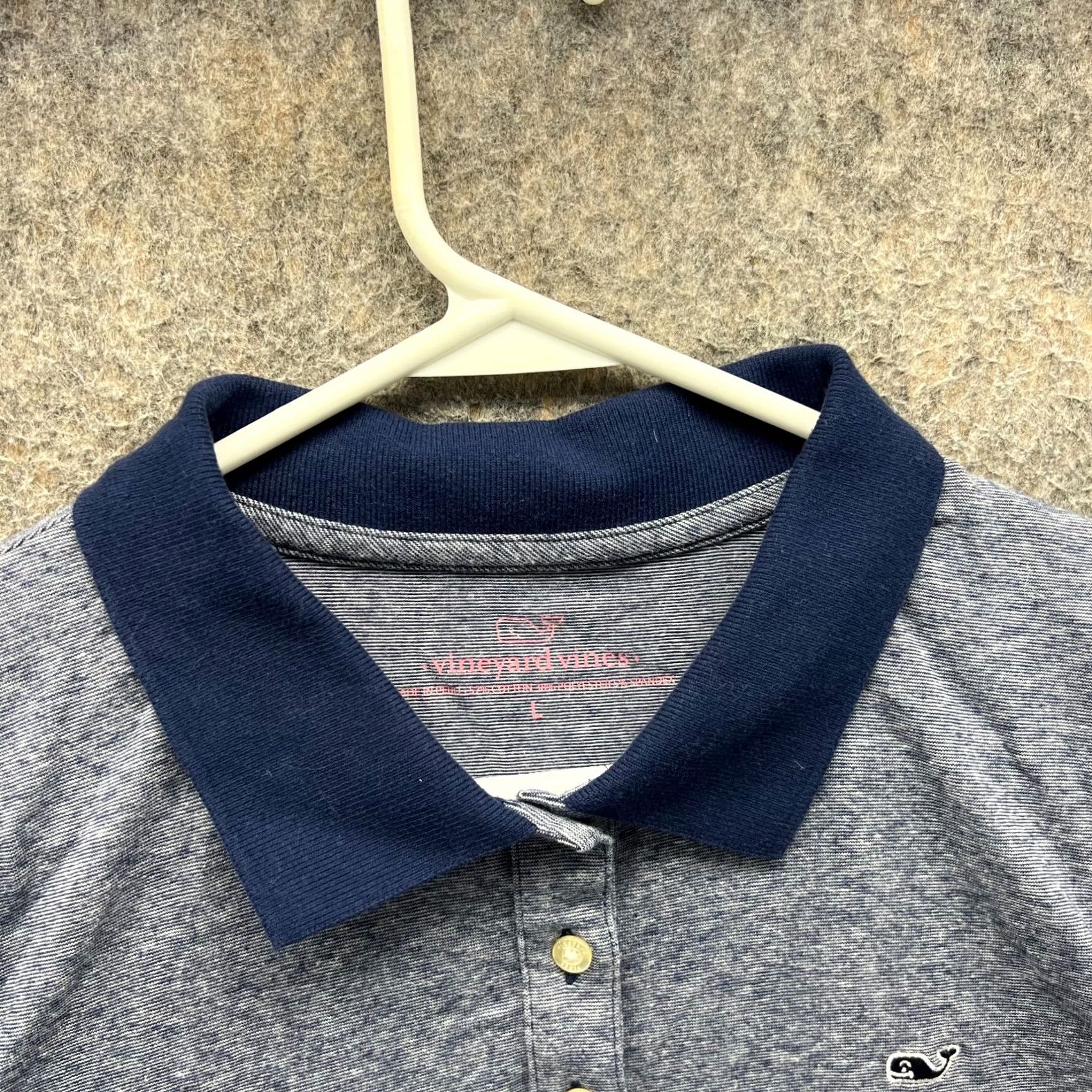 Vineyard Vines Vineyard Vines Polo Shirt Women Large Blue Heather Sleeveless Stretch Whale Polo Size L / US 10 / IT 46 - 6 Thumbnail