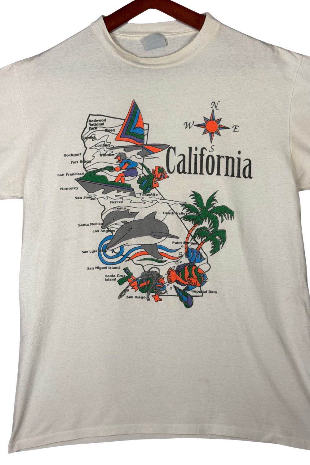 Tultex California Map Graphic Tultex Tee USA Travel Souvenir 90s Size US L / EU 52-54 / 3 - 5 Thumbnail
