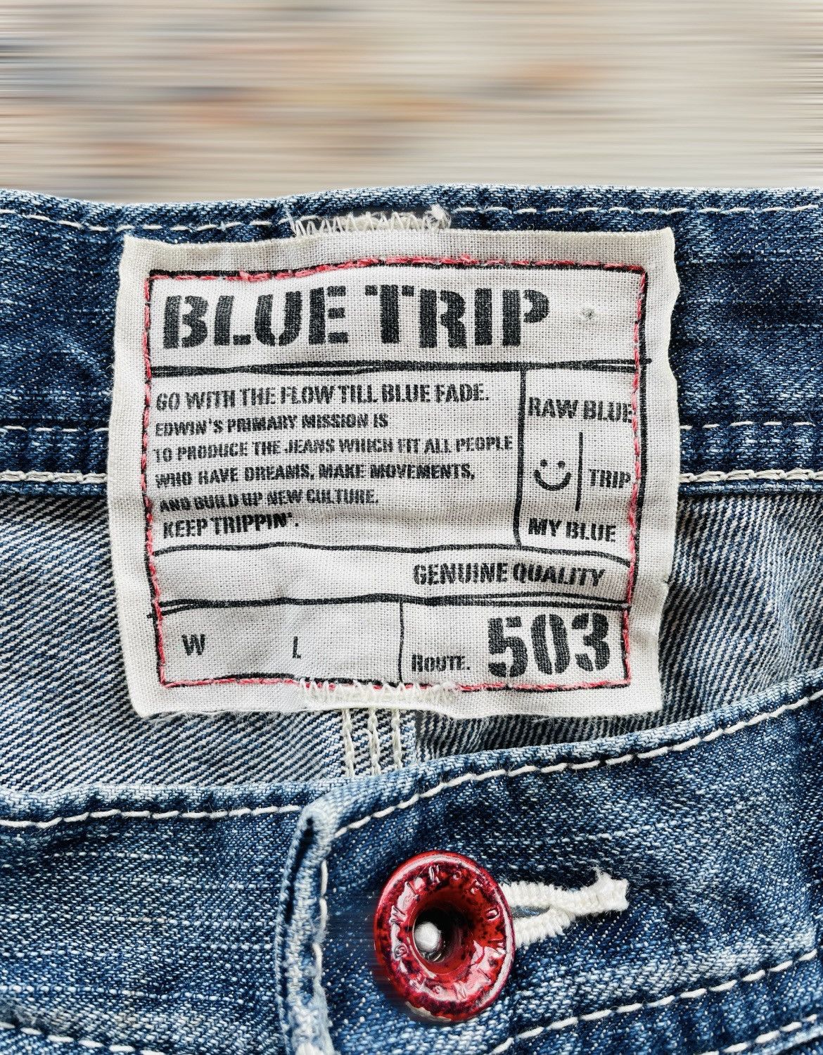 Designer × Edwin × If Six Was Nine EDWIN 503 BLUE TRIP SHORT JEANS Size US 33 - 8 Thumbnail