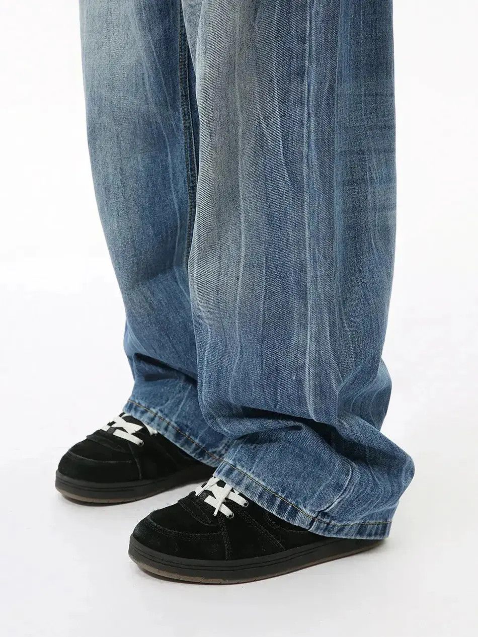Japanese Brand Retro loose straight tube water pattern jeans Size US 32 / EU 48 - 2 Thumbnail