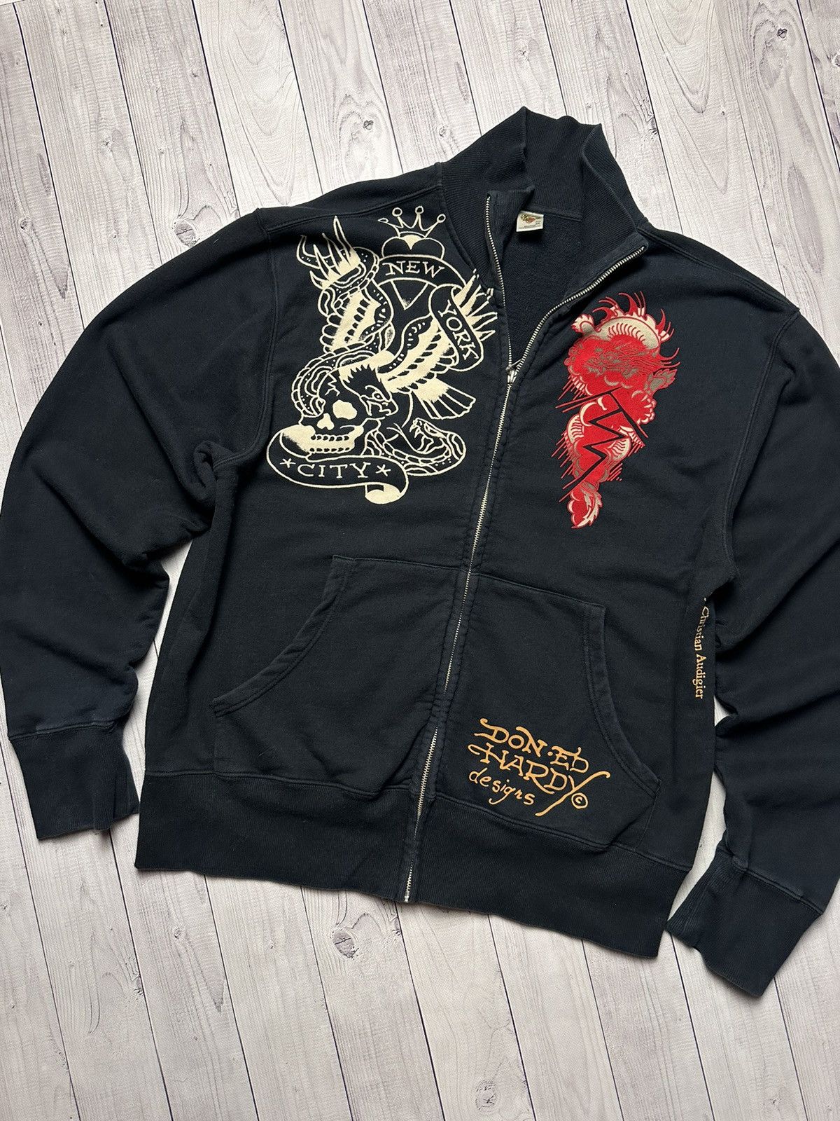 Ed Hardy × Vintage Vintage Ed Hardy zip hoodie rare big logo size XL Size US XL / EU 56 / 4 - 3 Thumbnail