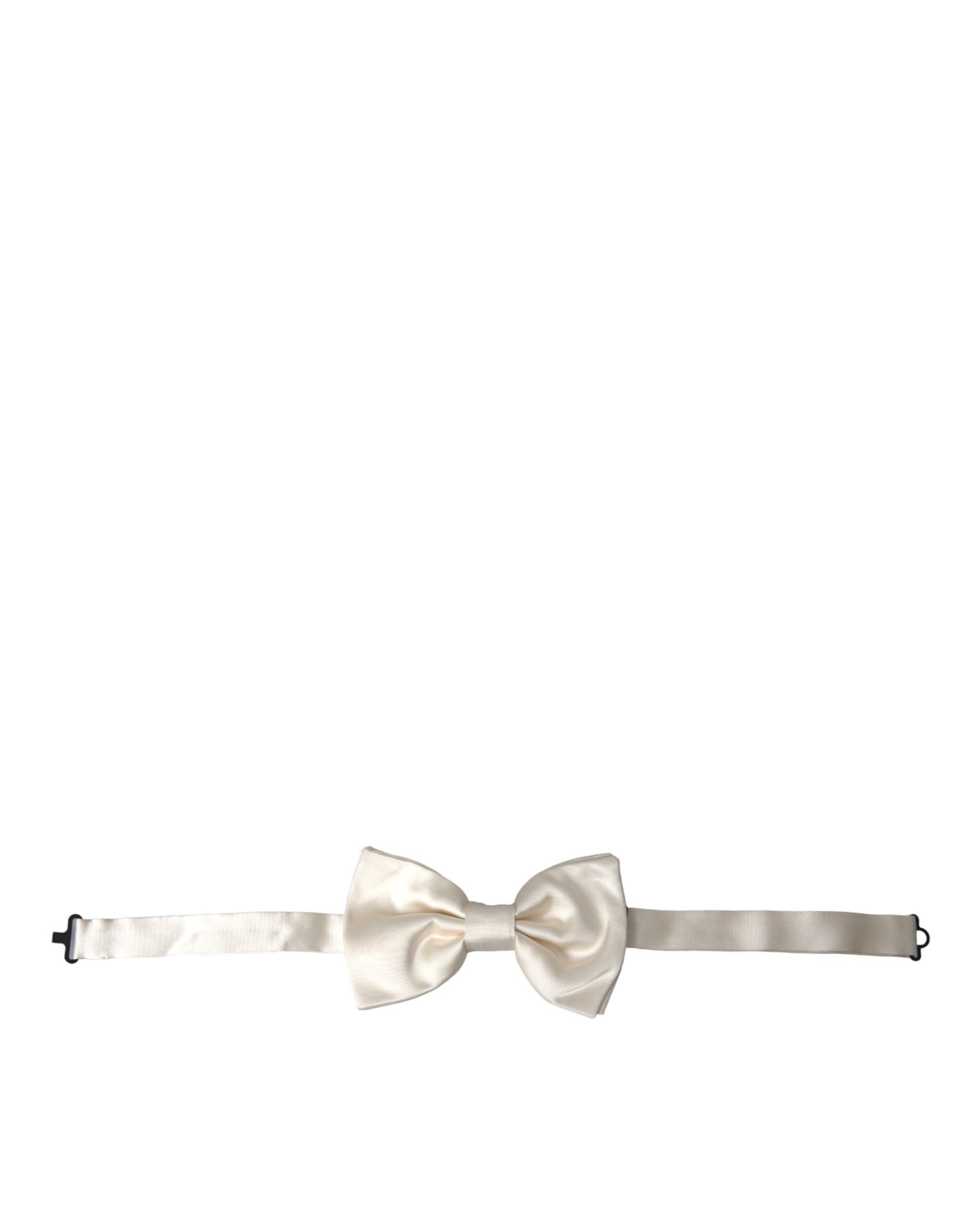 Dolce & Gabbana Off White Silk Adjustable Neck Men Bow Men's Tie Size ONE SIZE - 1 Thumbnail