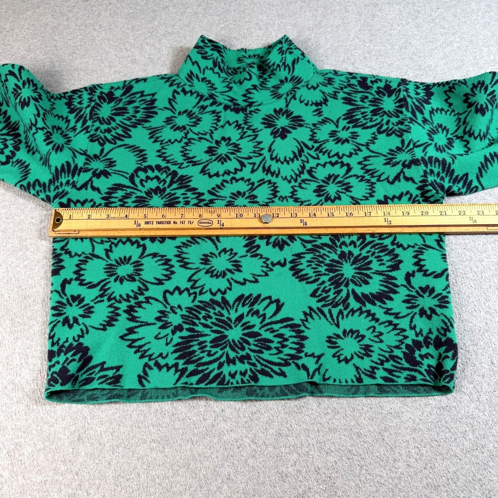 Vintage Maeve by Anthropologie Sweater Women XS Green Mock Neck Floral Knit Pullover Bohemian Size XS / US 0-2 / IT 36-38 - 7 Thumbnail