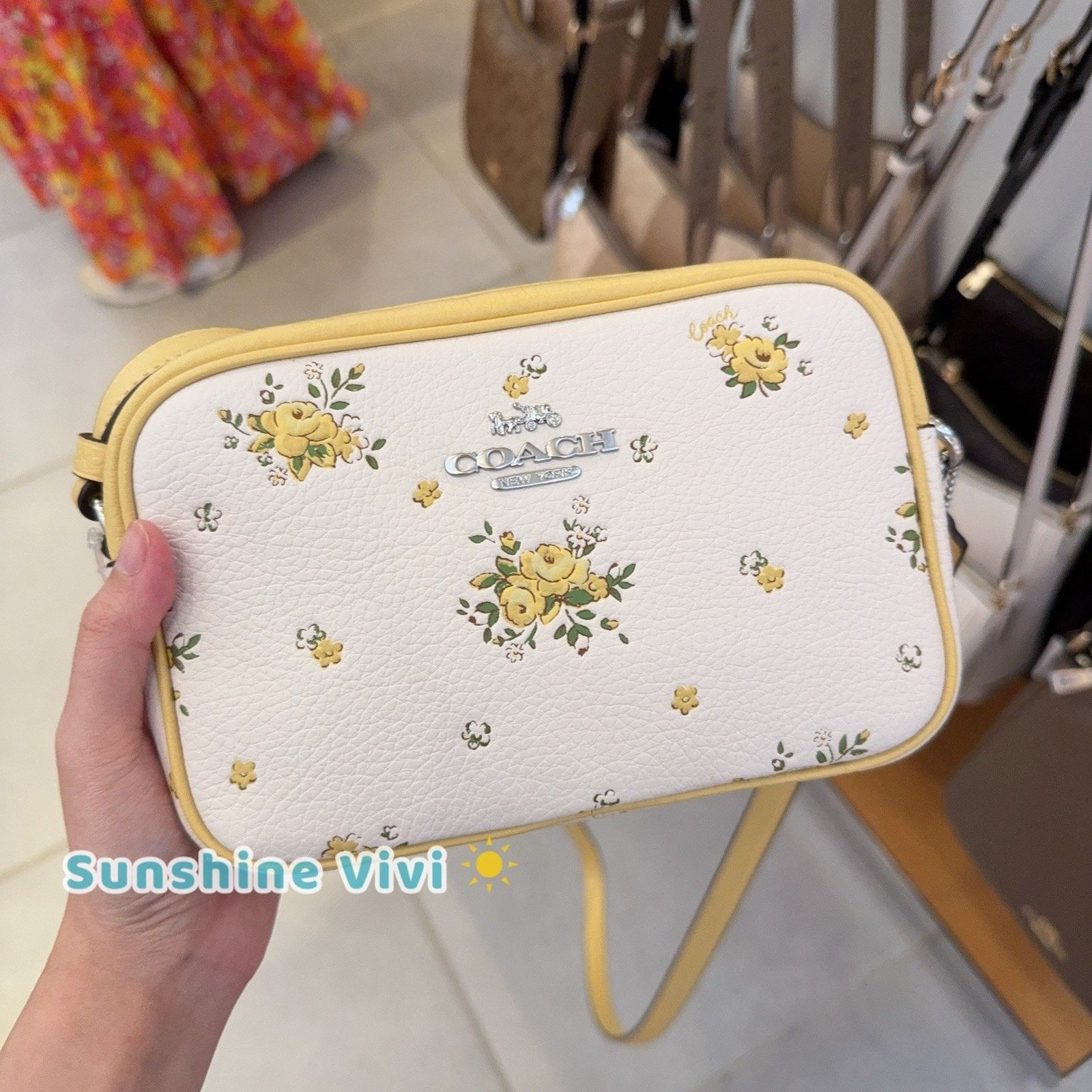 NWT COACH Mini Jamie Camera Bag Floral Print Chalk CAQ38