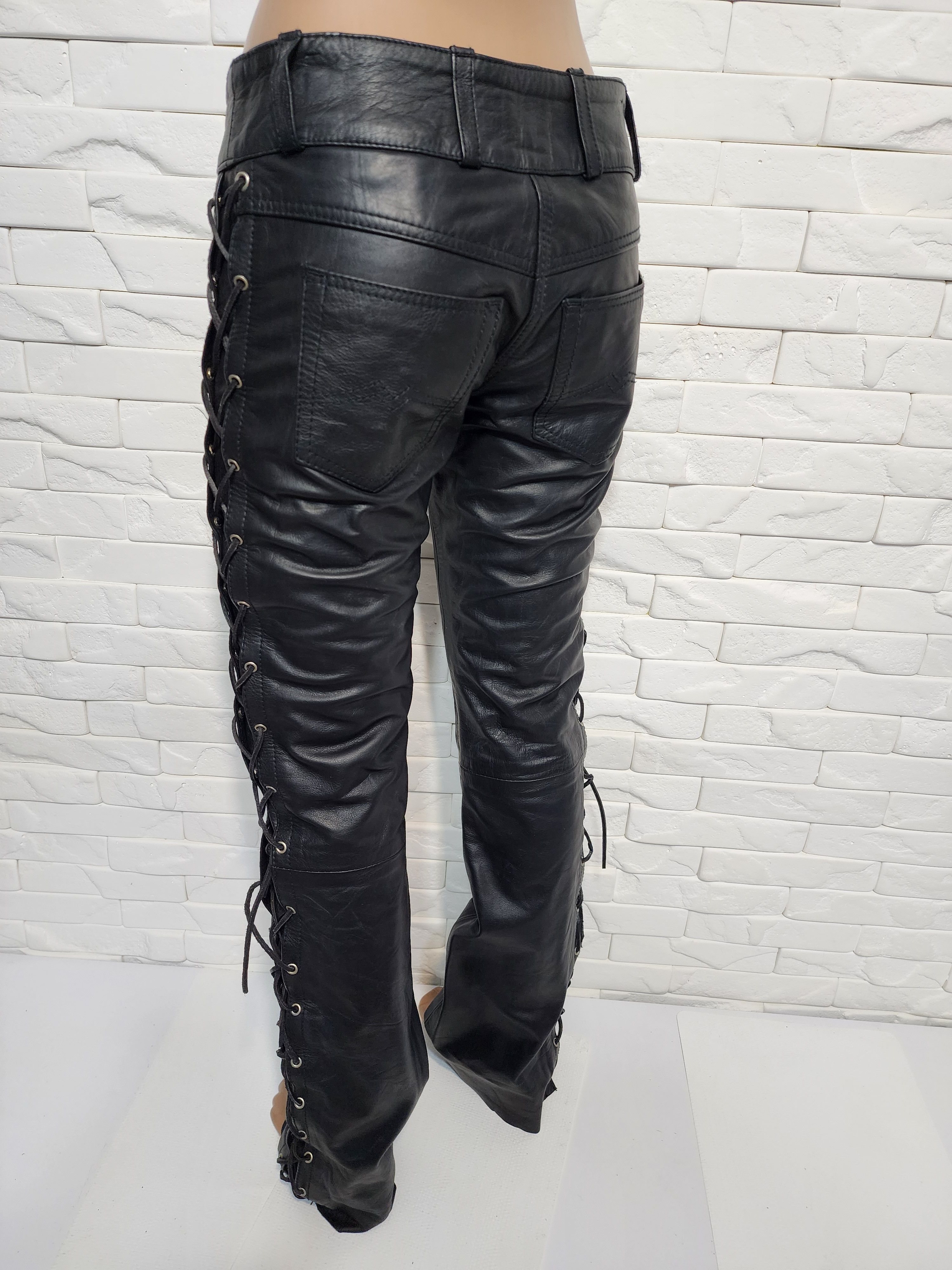 Genuine Leather Women's black leather pants. Size 30" / US 8 / IT 44 - 7 Thumbnail