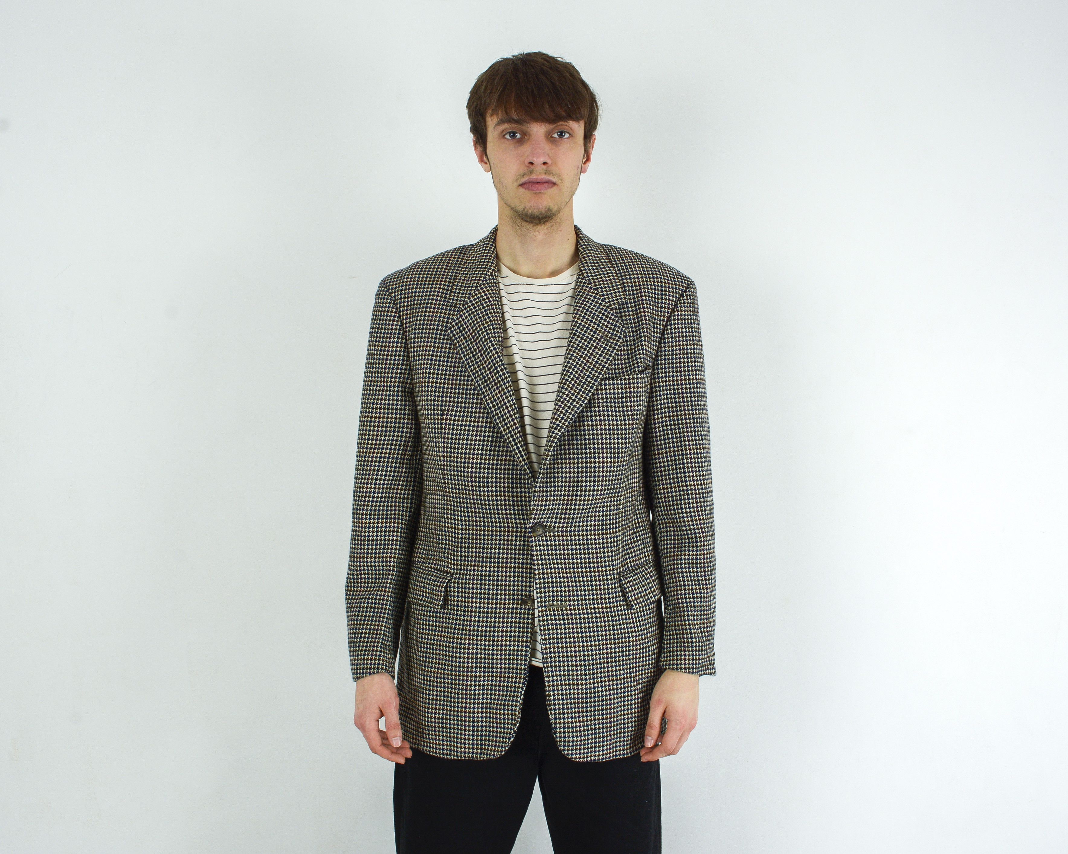 Hugo × Hugo Boss × Vintage Dionysos Tweed M Blazer 40 Us Houndstooth Suit Jacket Coat Size 40R - 1 Thumbnail