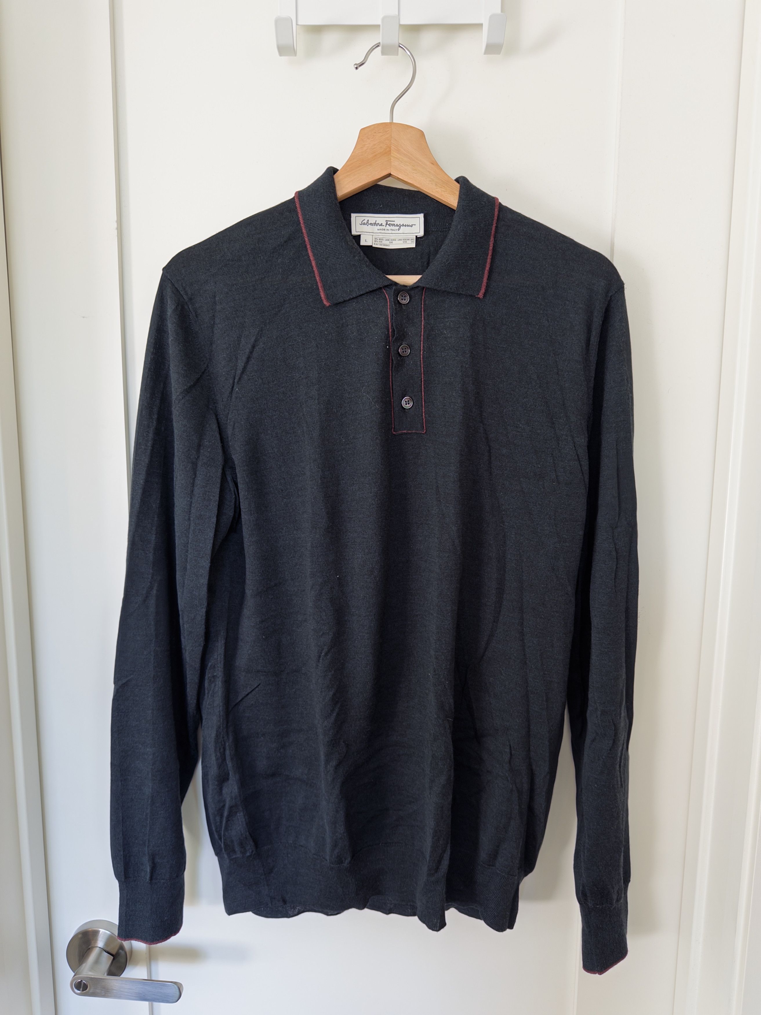 Salvatore Ferragamo Ferragamo Knitted Long Sleeve Polo Size US L / EU 52-54 / 3 - 1 Thumbnail