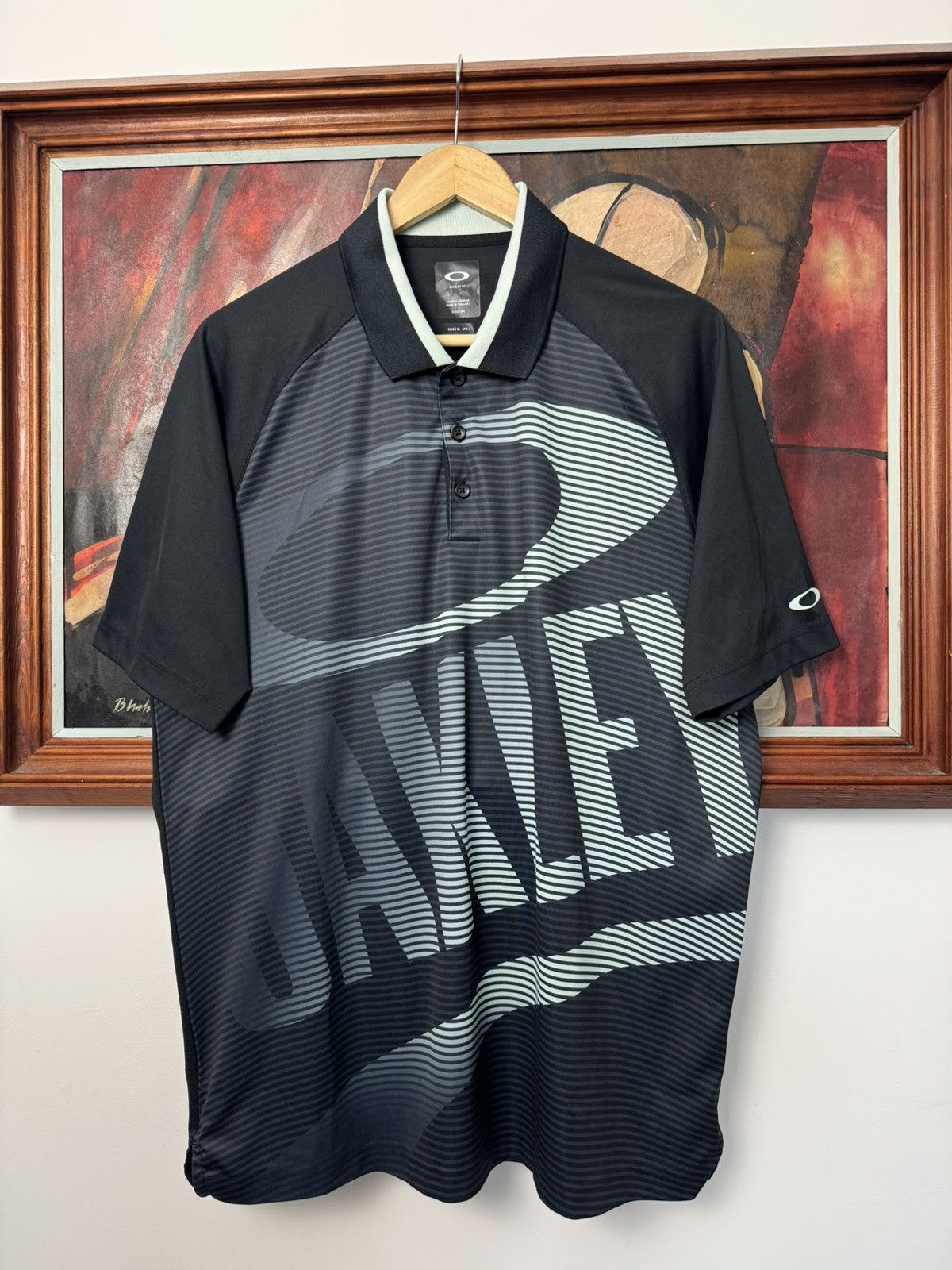 Oakley Oakley Vintage Sport Polo Tee Big Logo Rare Black Hype Size US M / EU 48-50 / 2 - 1 Thumbnail