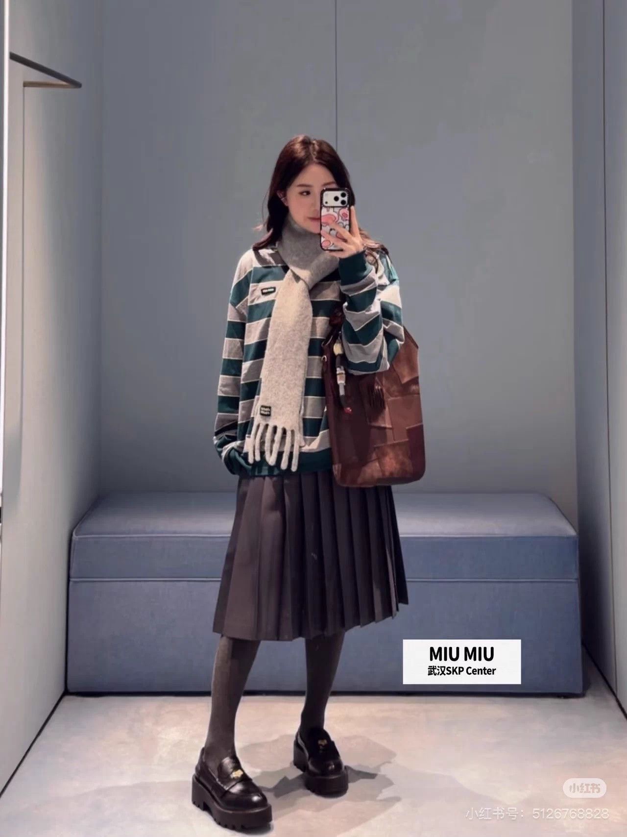 Miu Miu MIU MIU 25 Gray Check Layered Pleated Long Skirt Size XS / US 0-2 / IT 36-38 - 5 Thumbnail