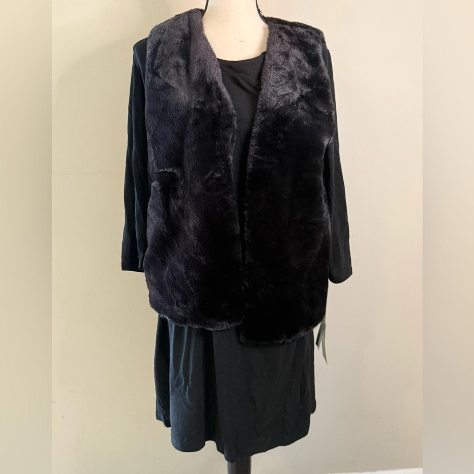 Cole Haan Haani Black Teddy Jacket & Tee shirt midi dress set SZ PM Size M / US 6-8 / IT 42-44 - 1 Thumbnail