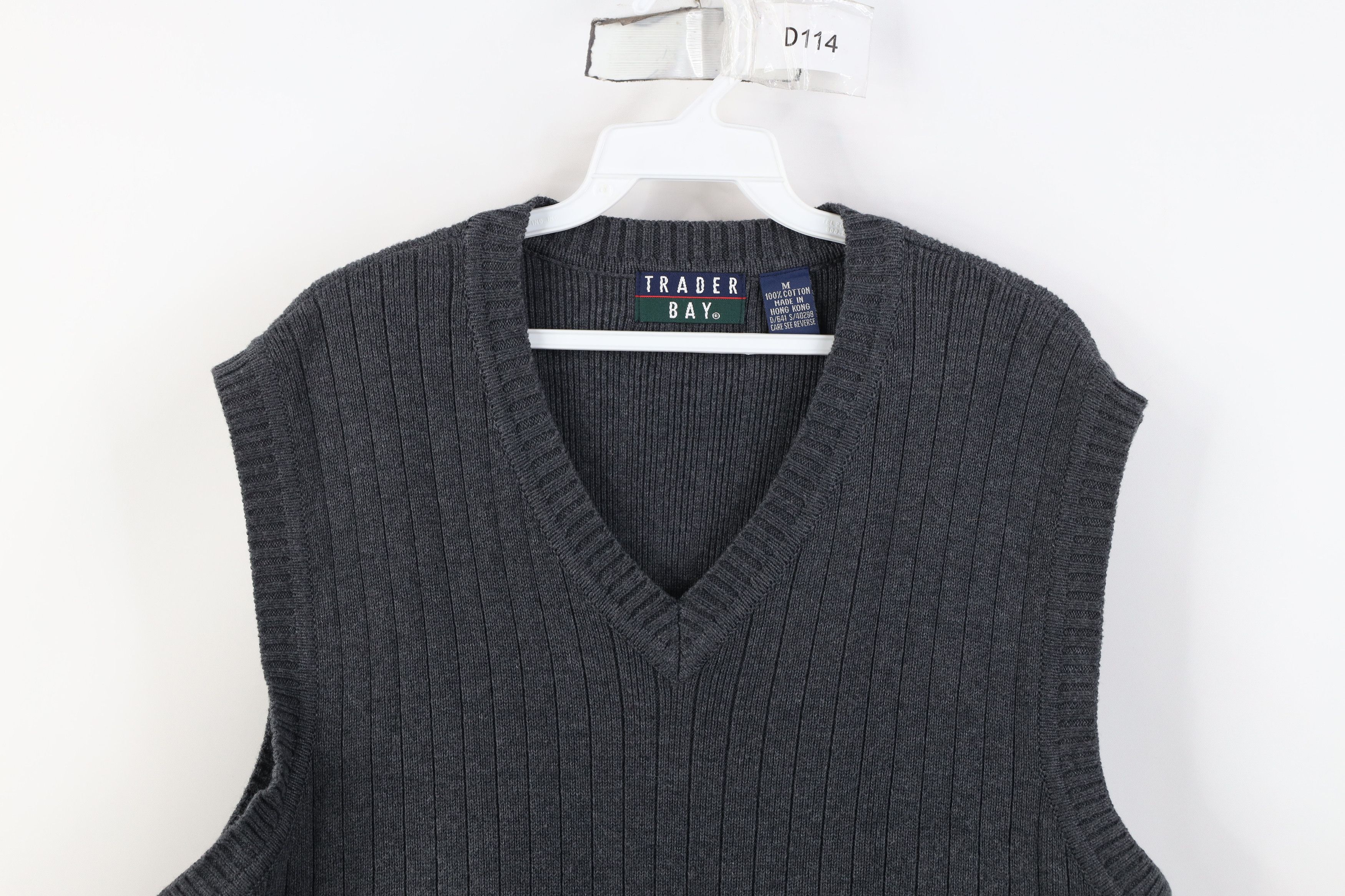 Vintage Vintage 90s Streetwear Cotton Ribbed Knit Sweater Vest Gray Size US M / EU 48-50 / 2 - 2 Thumbnail
