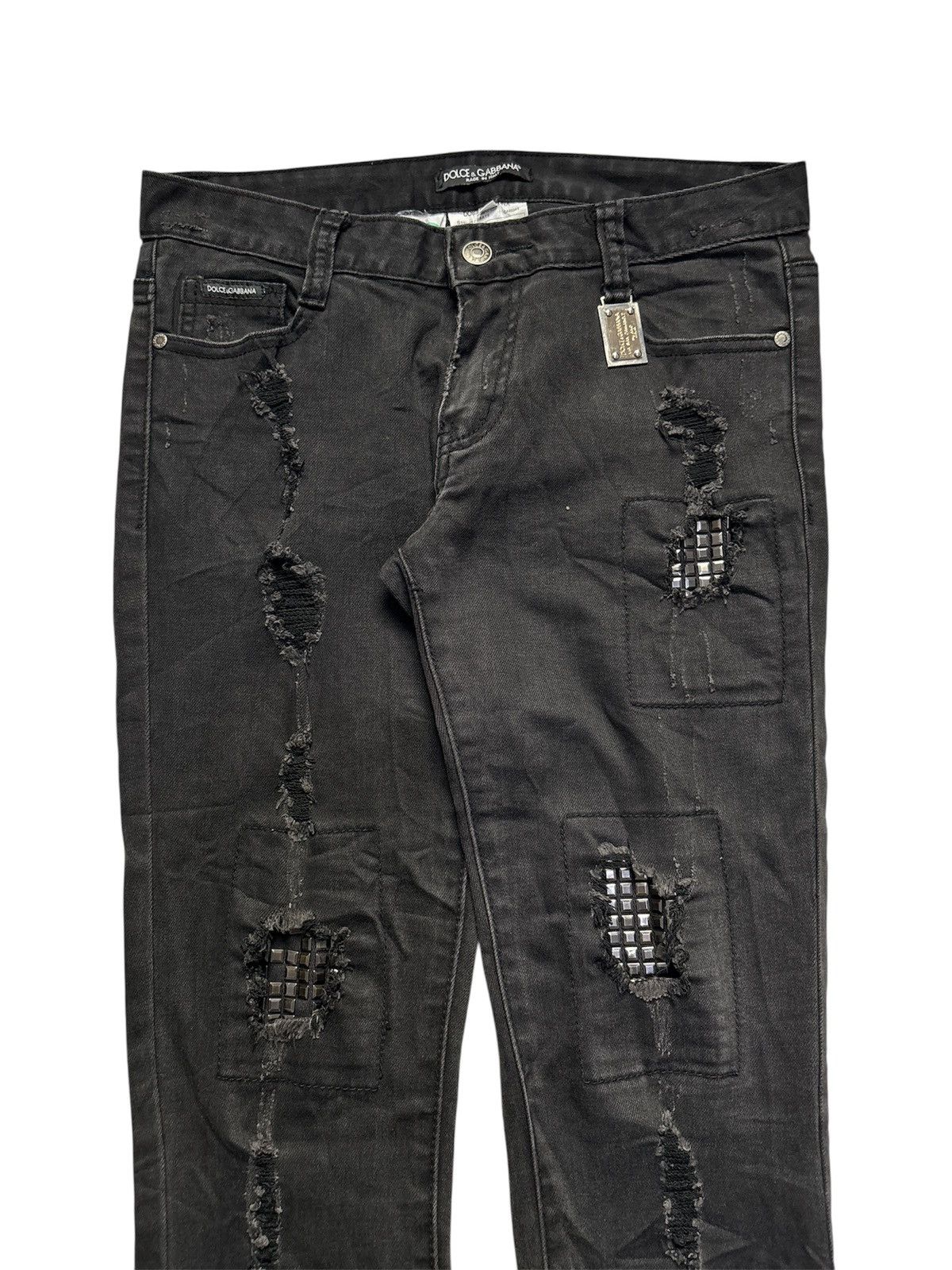 Hedi Slimane Studded Distressed Skinny Denim Jeans Size US 29 - 2 Thumbnail