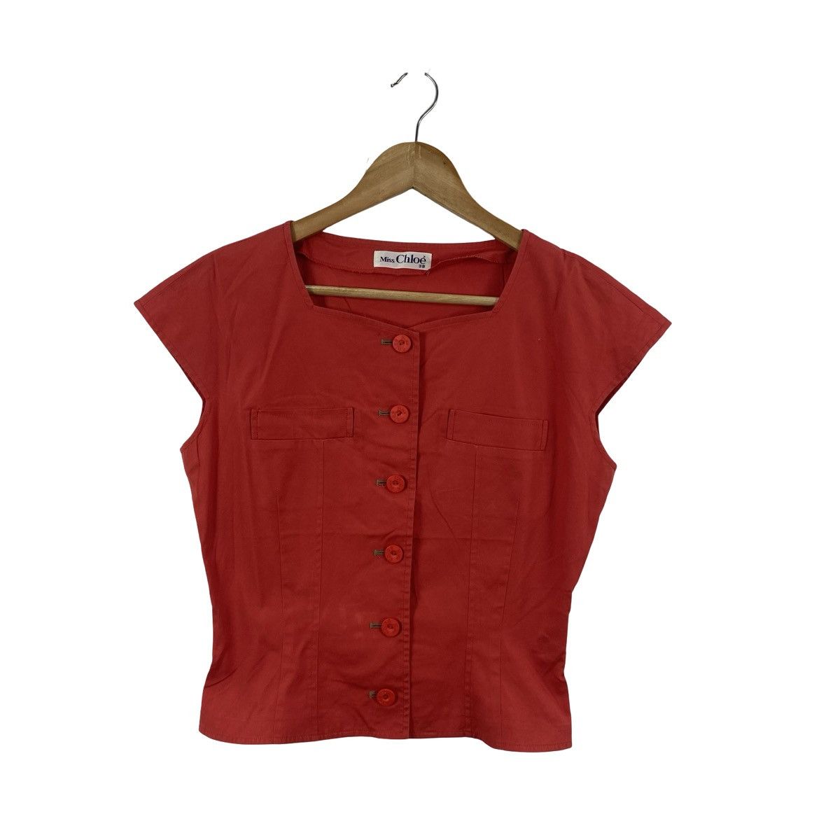 Chloe MISS CHLOE Button Up Cap Sleeve Cropped Blouse Size S / US 4 / IT 40 - 4 Thumbnail