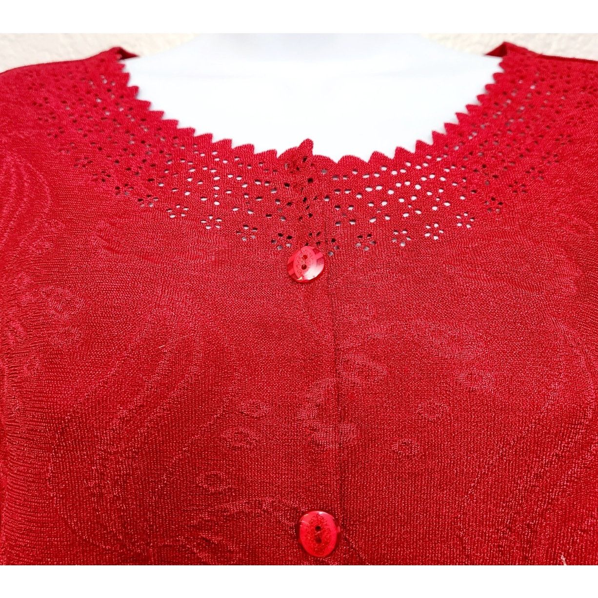 Other Rebecca Malone Petites Red Button Up Cardigan Sweater PXL Size XL / US 12-14 / IT 48-50 - 3 Thumbnail