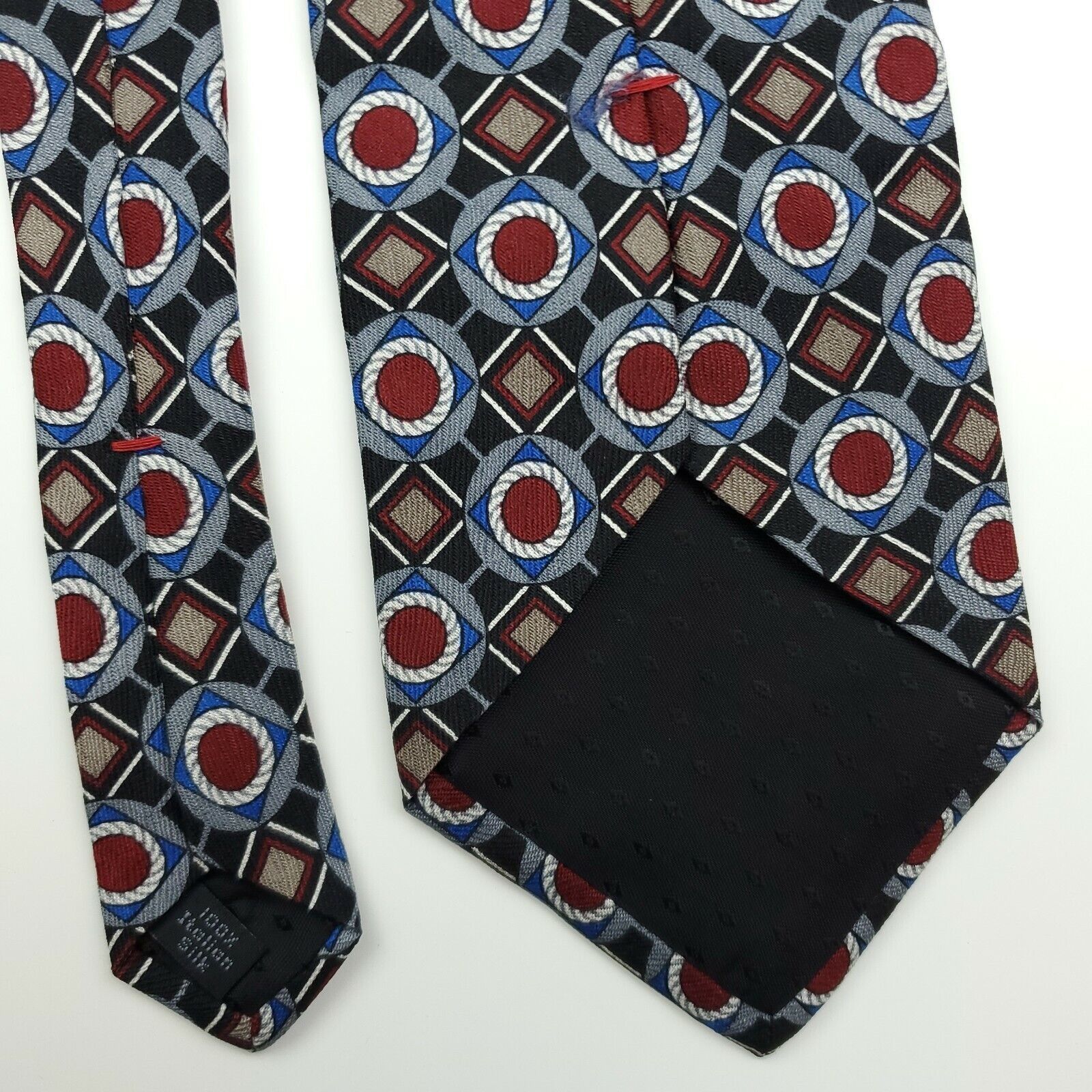 Henry Grethel Henry Grethel Black Red Geometric Silk Tie Wide Size ONE SIZE - 5 Thumbnail