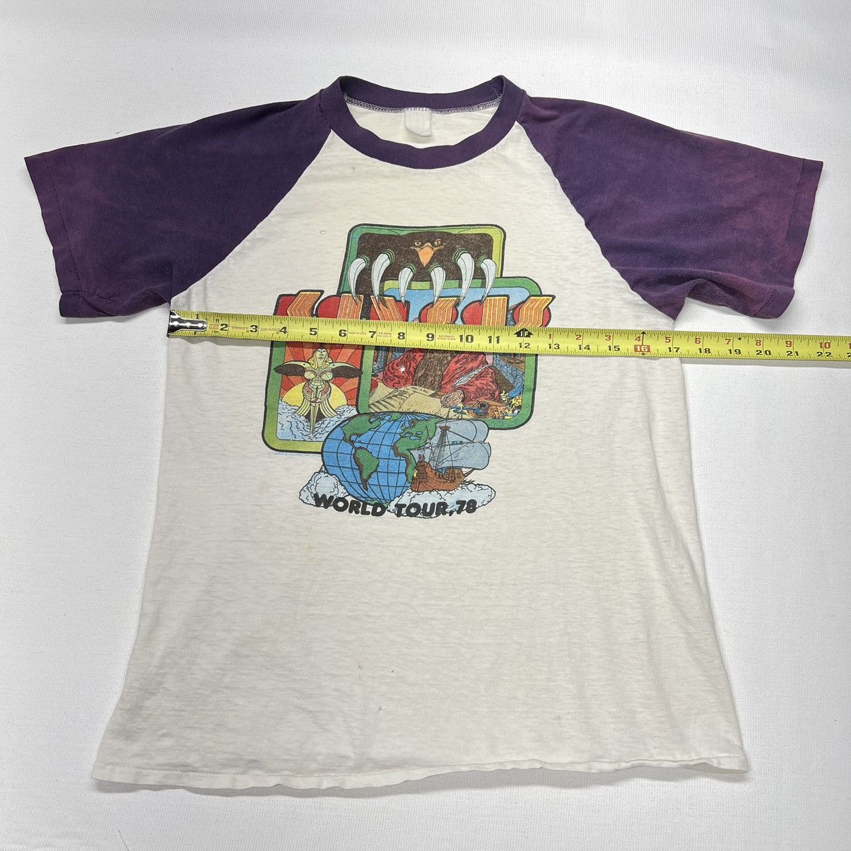Band Tees × Vintage VTG Kansas World Tour Tee Shirt White Purple Retro 1978 Size US S / EU 44-46 / 1 - 21 Thumbnail