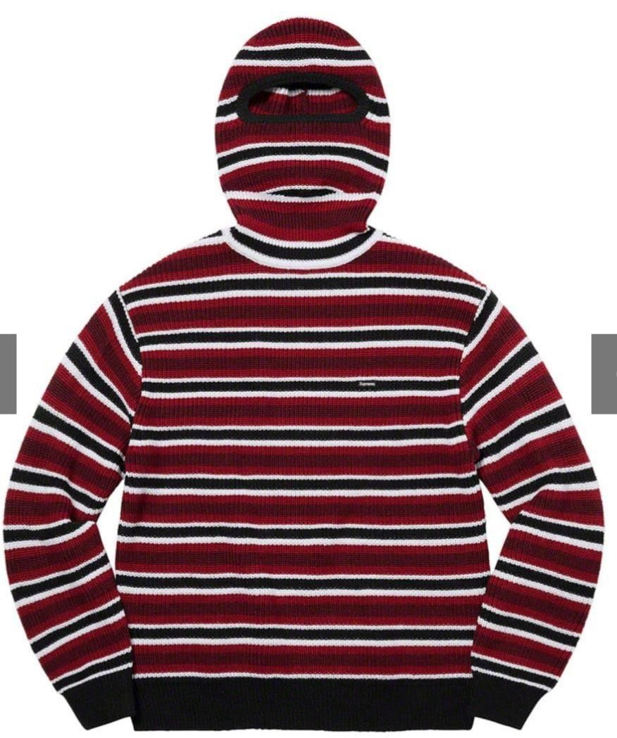 Pre-owned Supreme Small Box Balaclava/turtleneck Sweater Black Stripe In Red