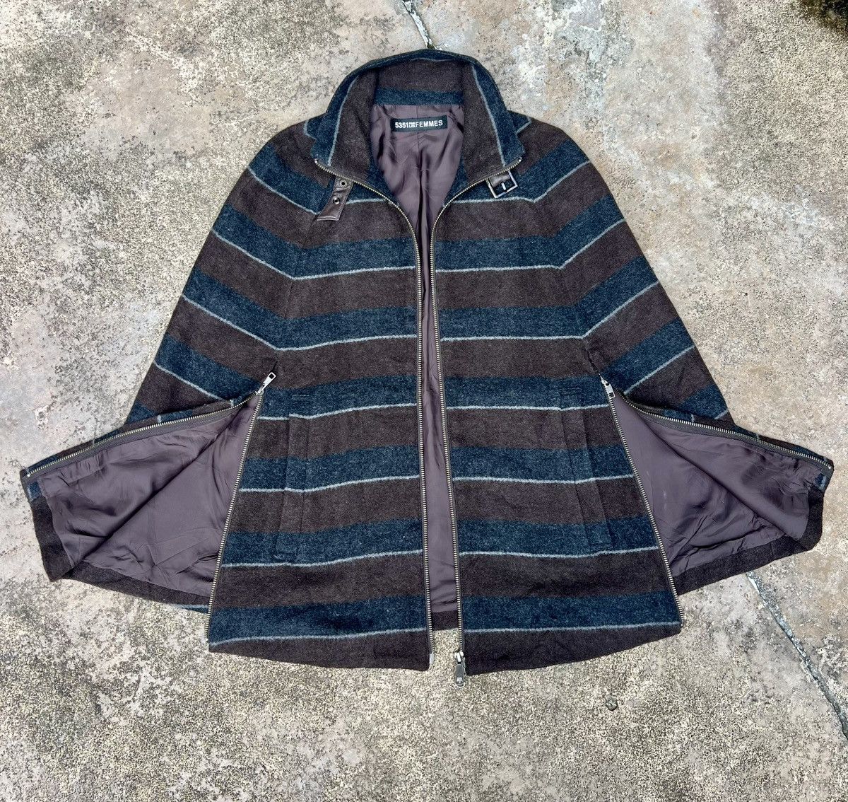 5351 POUR LES HOMMES × If Six Was Nine × KMRii Vintage Y2K 5351 Pour Les Femmes Poncho Wool Jacket Size US M / EU 48-50 / 2 - 2 Thumbnail
