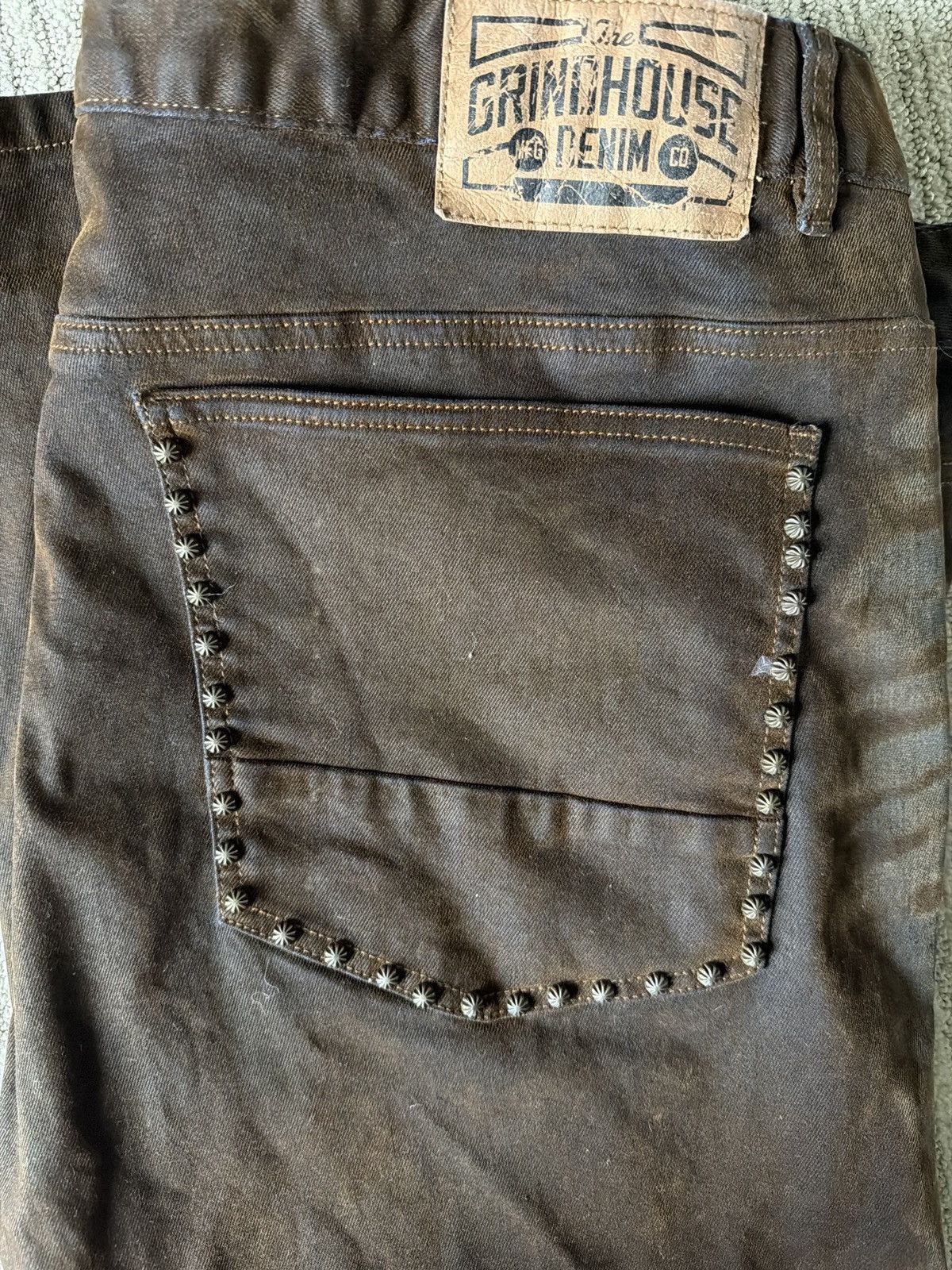Other Brown Suede Studded Denim Size US 44 / EU 60 - 1 Thumbnail