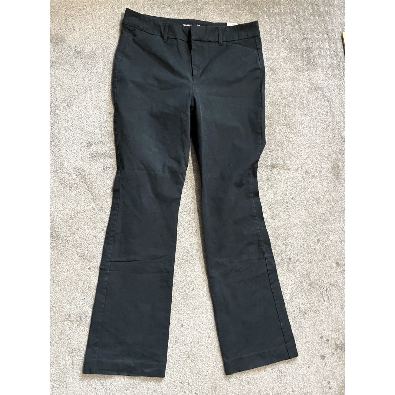 Old Navy Old Navy Pants Womens 12 Black High Rise Pixie Flare Stretch Chino Work Slacks Size 34" / US 12 / IT 48 - 2 Thumbnail