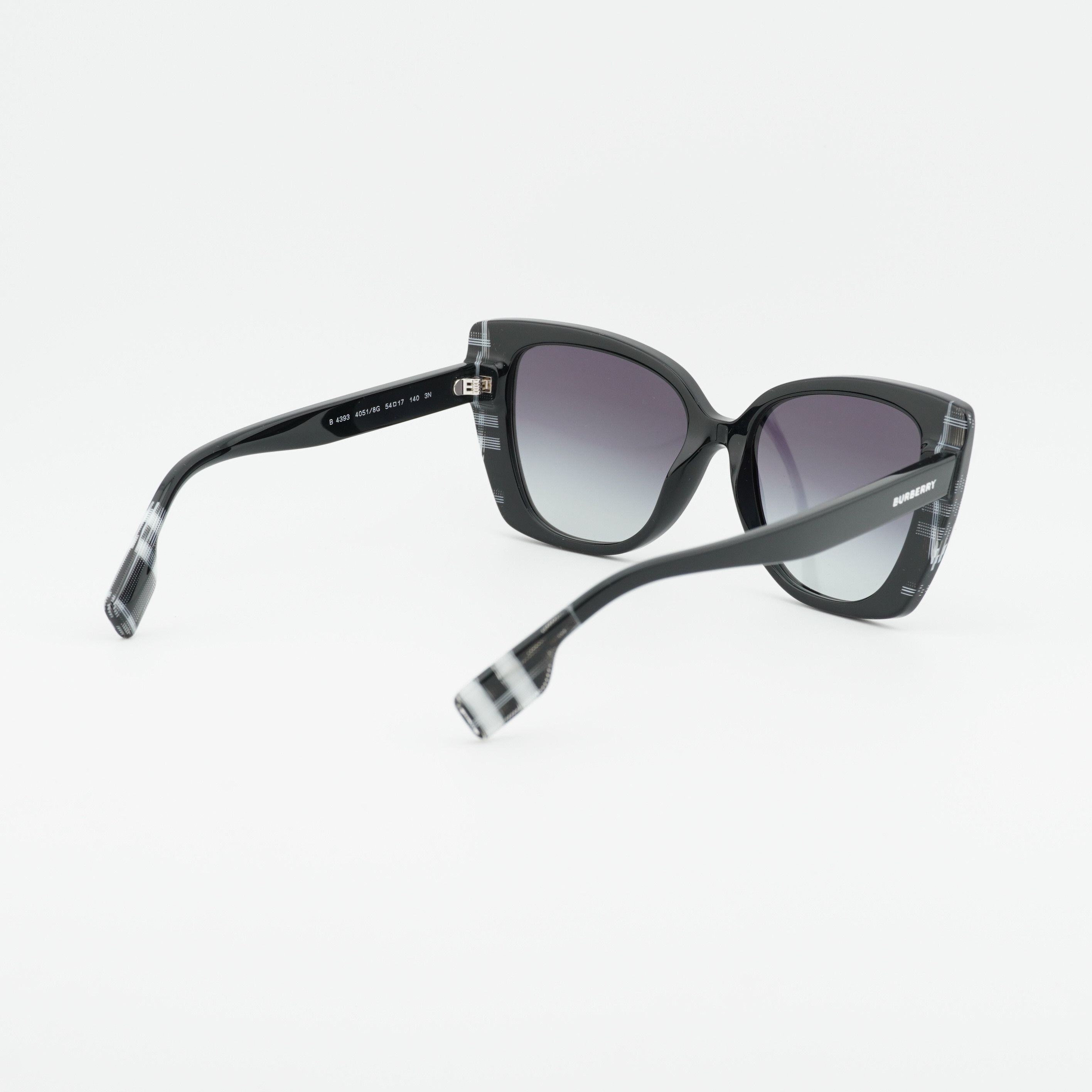 Burberry Burberry BE4393 40518G Sunglasses Black/Check White Cat Eye Size ONE SIZE - 4 Thumbnail