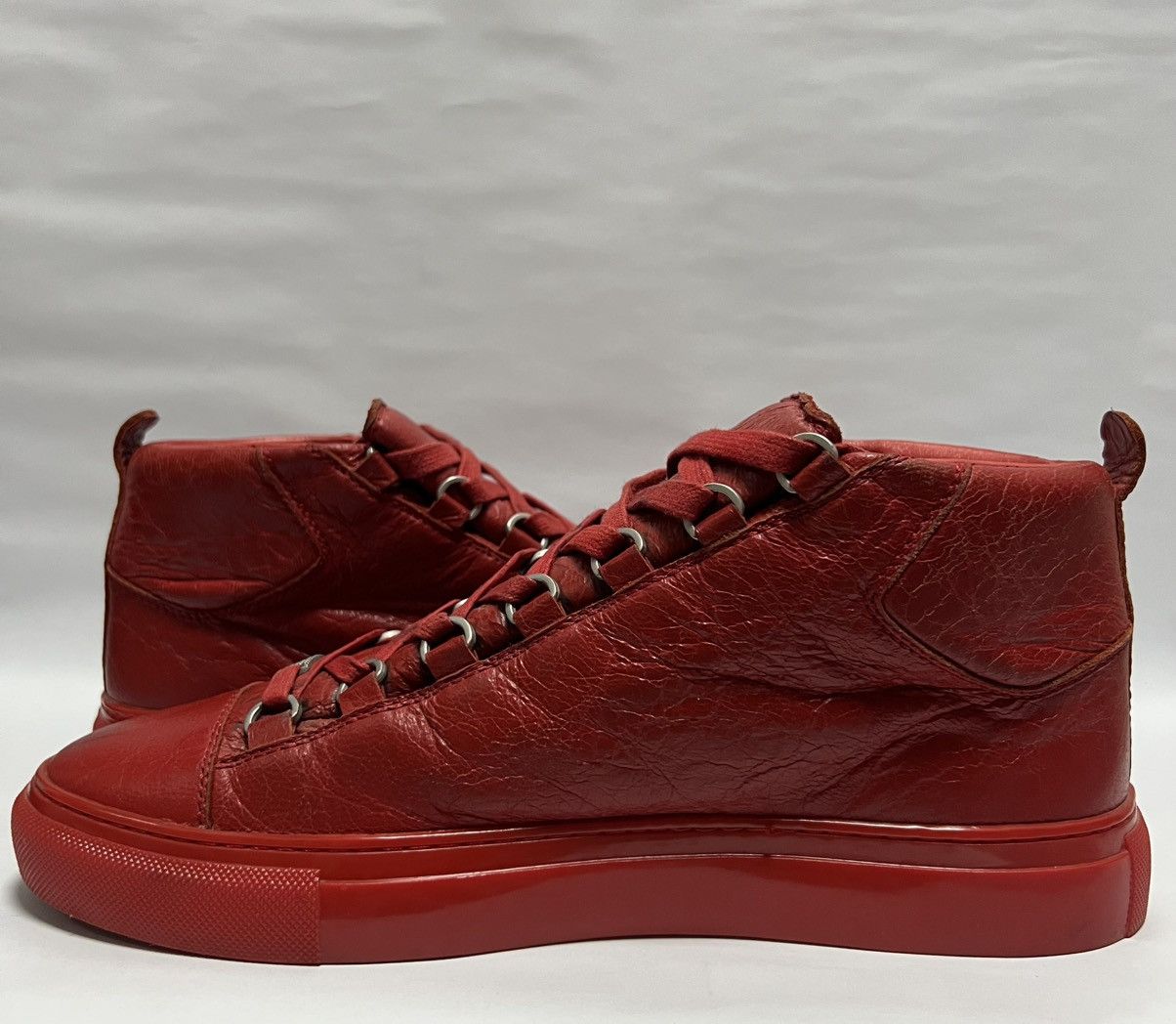 Balenciaga Balenciaga - Arena Red Leather High Top Sneakers Size US 7 / EU 40 - 9 Thumbnail