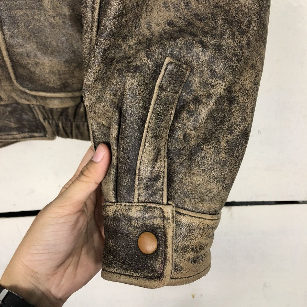 Genuine Leather 🔥VINTAGE BIKER LEATHER JACKET UNBRANDED ISSEY MIYAKE Size US M / EU 48-50 / 2 - 18 Thumbnail