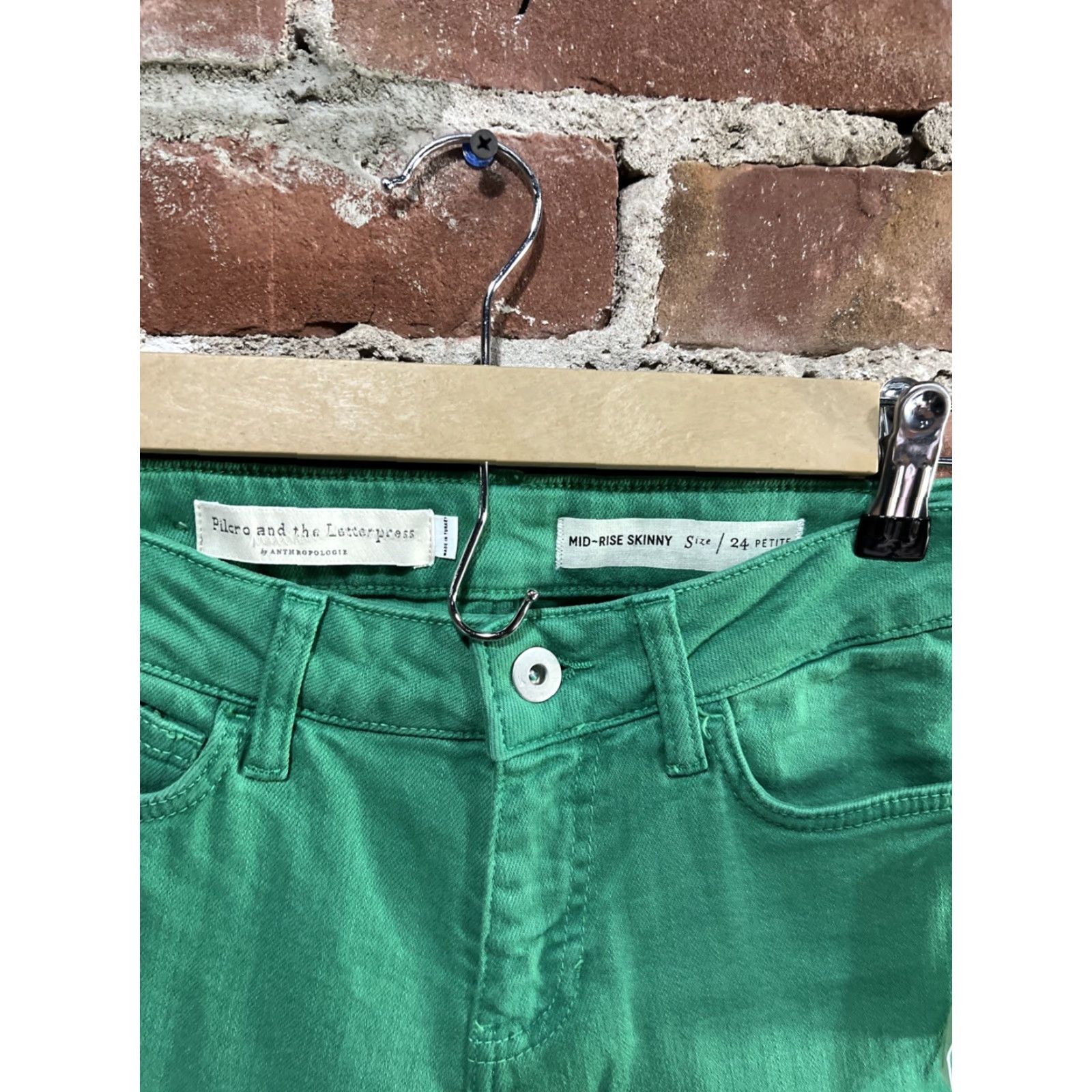 Anthropologie NWT Anthropologie Pilcro and the Letterpress Jeans 24 Green Mid Rise Skinny Jeans Size 42" / US 20 - 2 Thumbnail