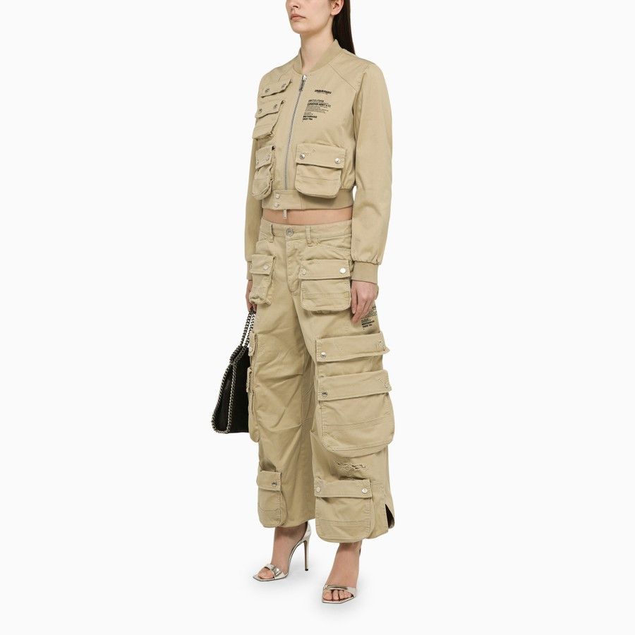 Dsquared2 o1d2blof0824 Cotton Multi-pocket Bomber Jacket in Beige Size S / US 4 / IT 40 - 2 Thumbnail