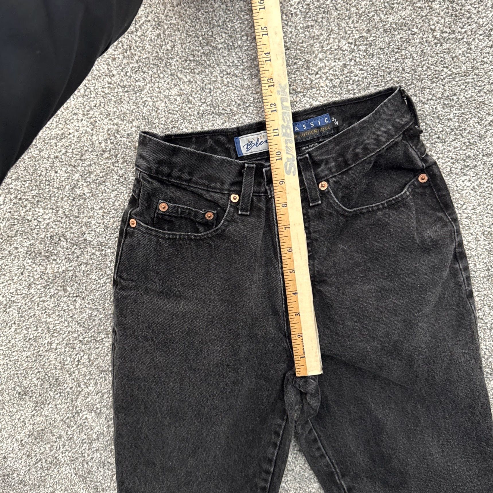 Express VINTAGE Express Blues Jeans 3/4 Tapered Women Juniors 80s 90s Grunge Rockabilly Black 100% Cotton Style: Tapered Size 26" / US 2 / IT 38 - 4 Thumbnail