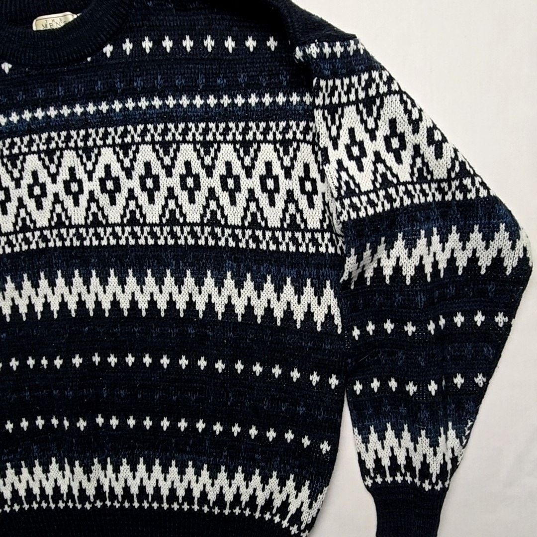 The Men's Store Vintage Nordic Pattern Blue White Sweater Mens XL 90s Size US XL / EU 56 / 4 - 4 Thumbnail