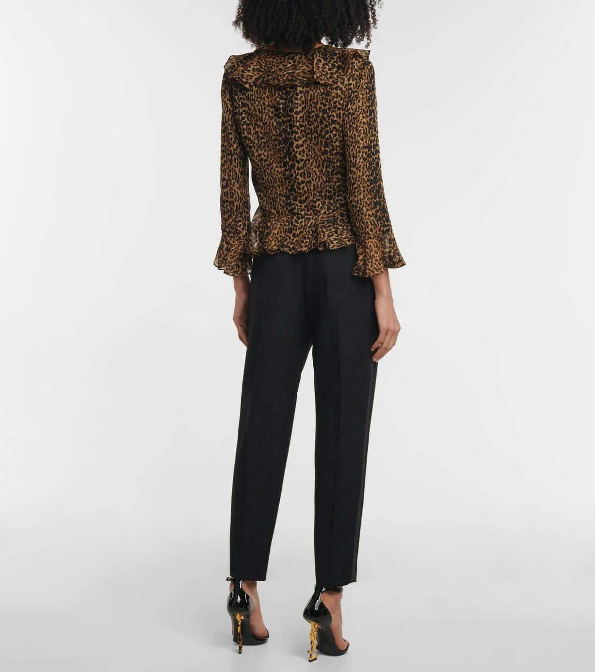 Saint Laurent Paris o1y0126 Leopard-Print Patterned Shirt in Camel/Black Size S / US 4 / IT 40 - 4 Thumbnail