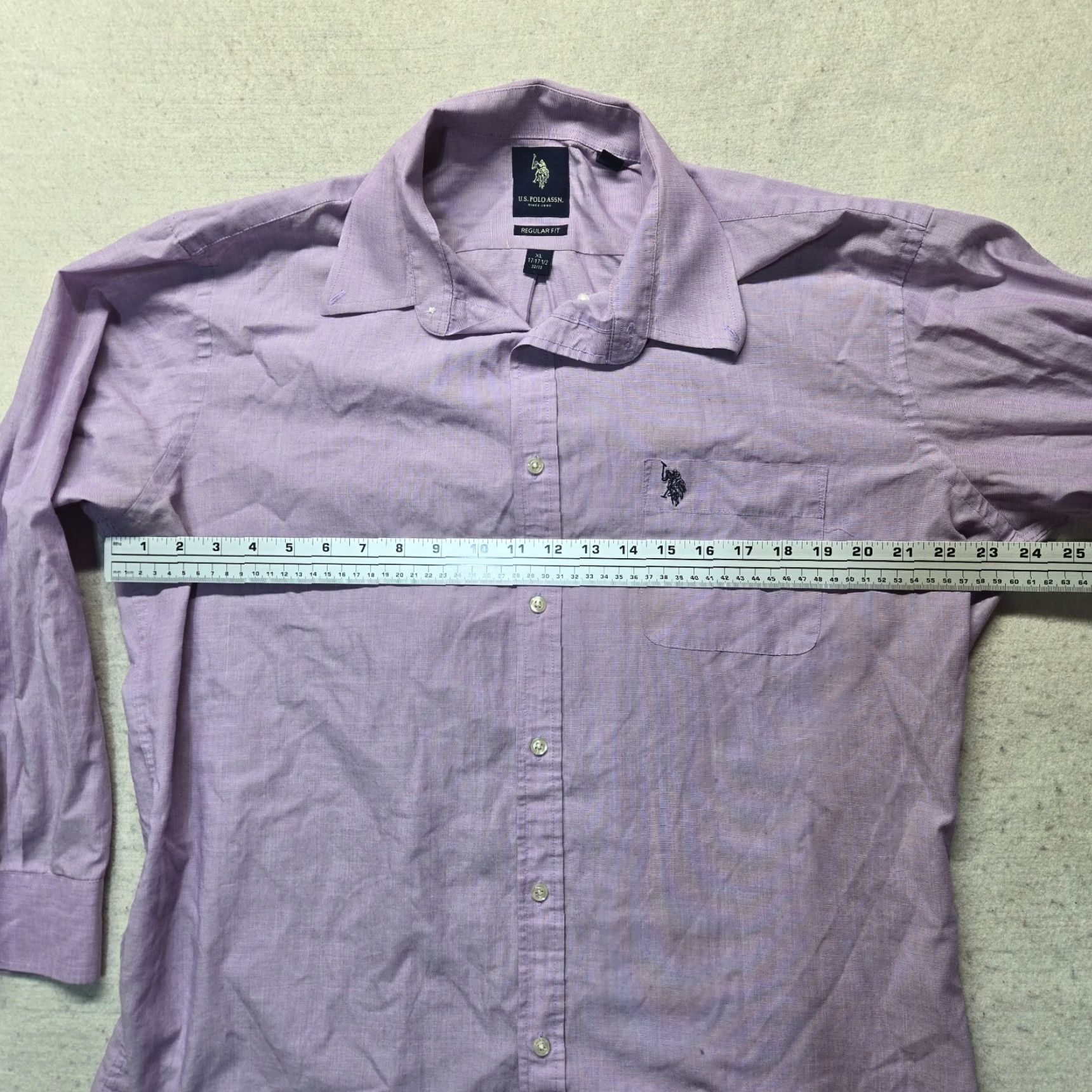 Vintage US Polo Assn. Shirt Mens XL Button-Up Long Sleeve Purple Solid Cotton 17 17.5 Casual Formal Size US XL / EU 56 / 4 - 4 Thumbnail
