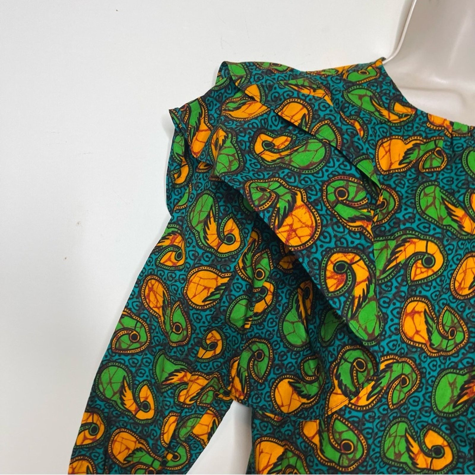 Other Royal Native green yellow 100% cotton ruffle puff sleeves S Size S / US 4 / IT 40 - 6 Thumbnail