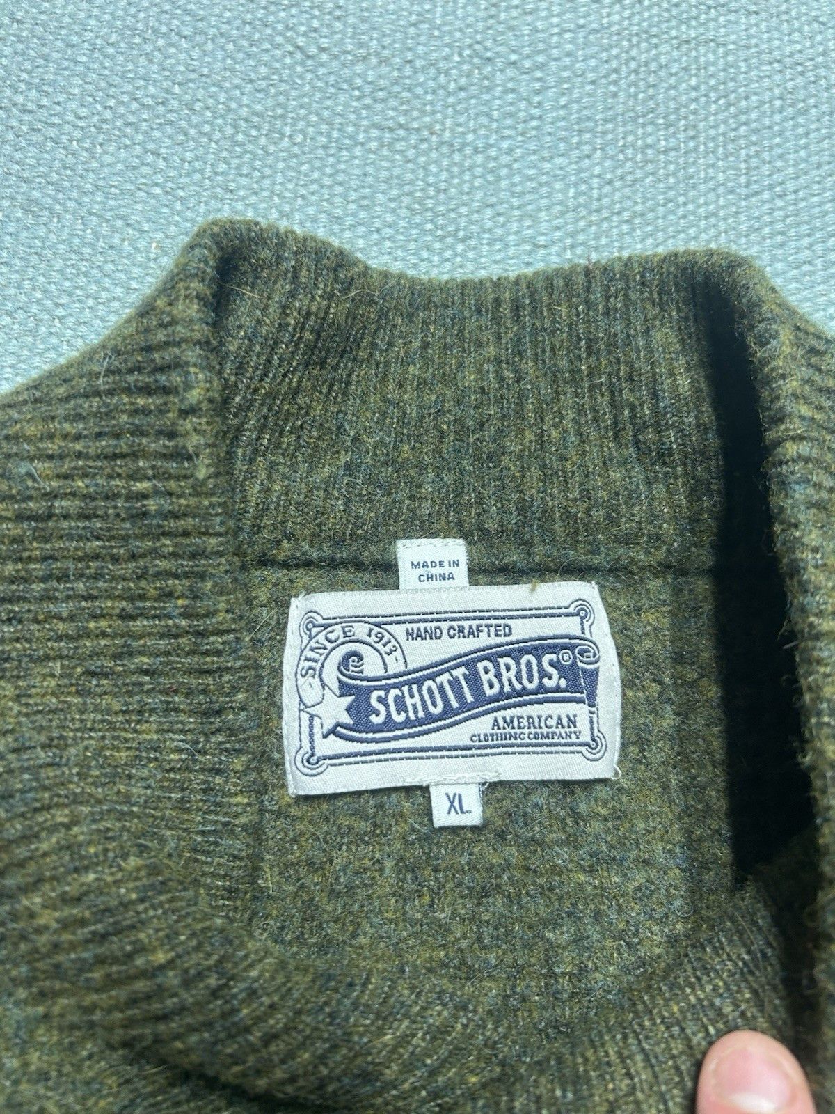 Vintage Schott bros knit sweater wool blend shawl collar heather XL Size US XL / EU 56 / 4 - 3 Thumbnail