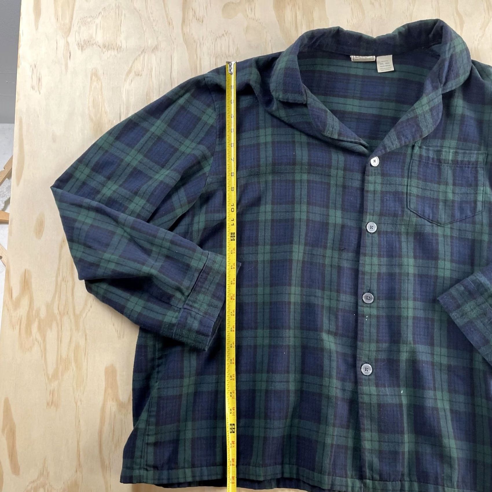 Vintage L.L. Bean Pajama Top Mens 2XL Green Plaid Flannel Long Sleeve Sleepwear Size US XXL / EU 58 / 5 - 3 Thumbnail