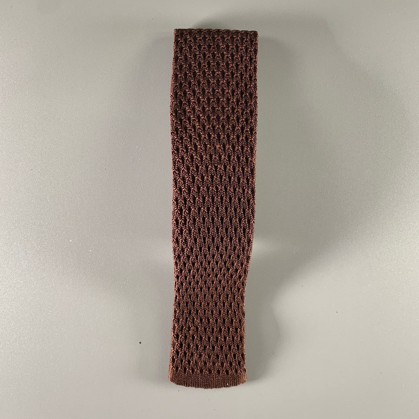 Brioni BRIONI Brown Knitted Silk Tie Size ONE SIZE - 5 Thumbnail