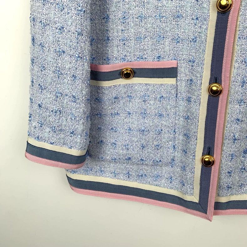 Gucci Gucci Size 38 Gold button tweed blue small fragrance style Size US XXS / EU 40 - 5 Thumbnail