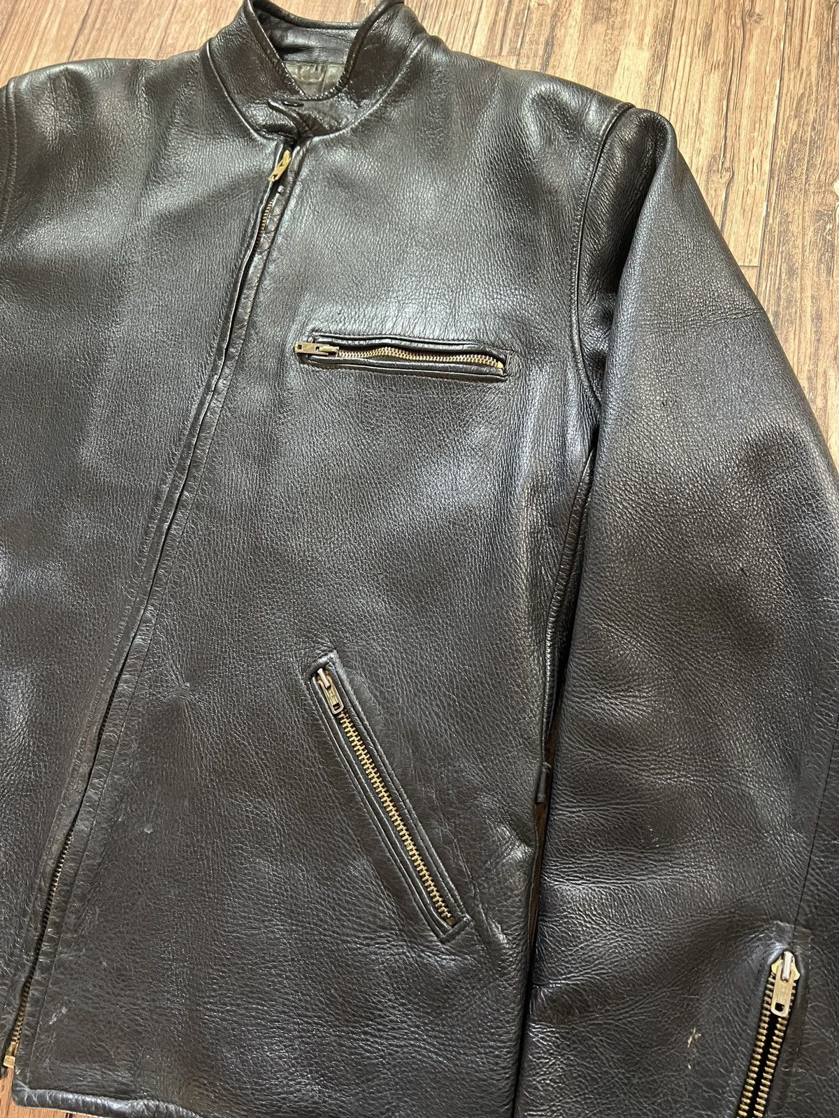 Vintage Deerskin Cafe Racer Black Motorcycle Jacket Size US L / EU 52-54 / 3 - 3 Thumbnail