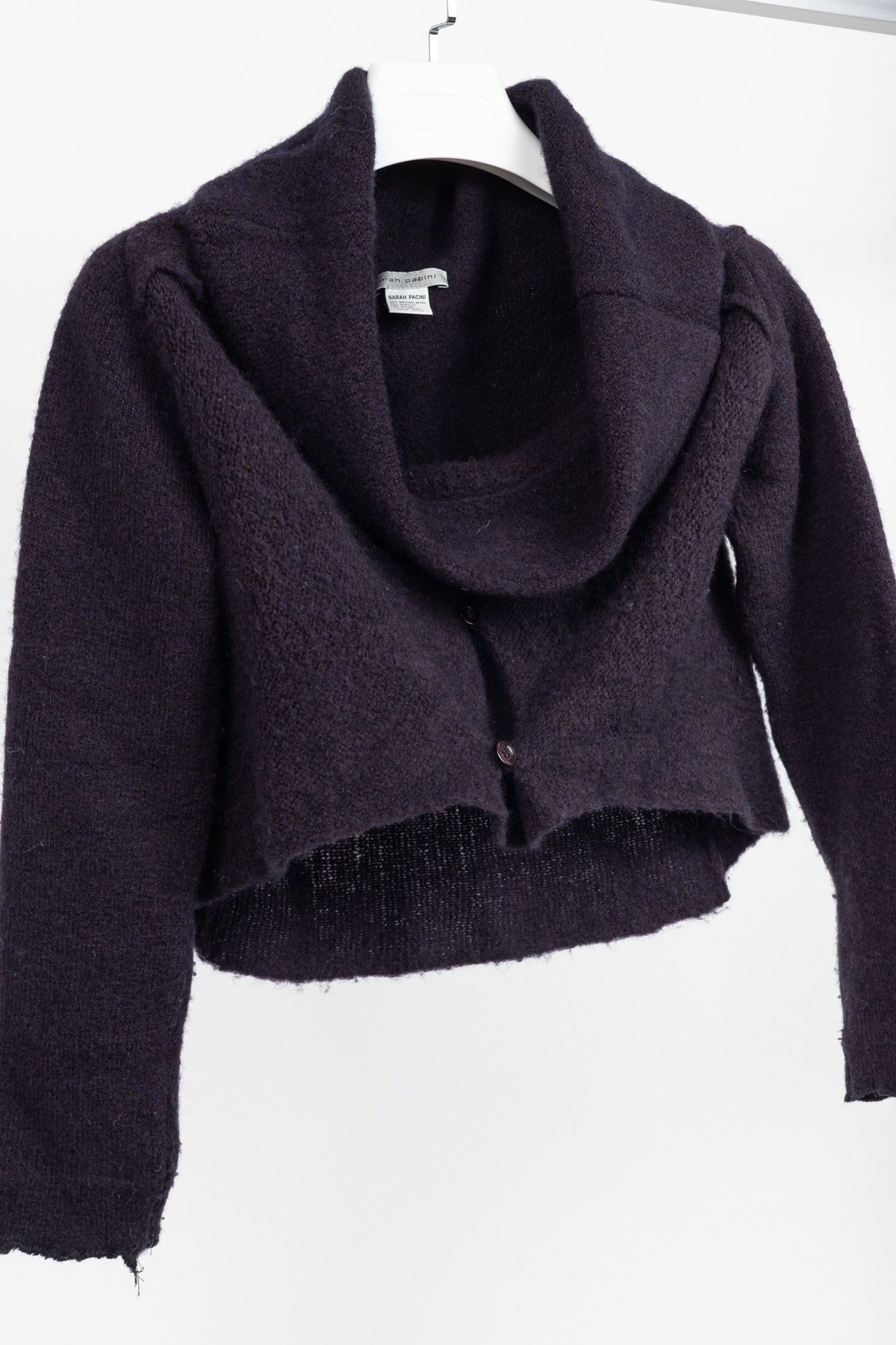 Sarah Pacini Sarah Pacini Wool-Blend Knit Cowl-Neck Cropped Sweater Size ONE SIZE - 3 Thumbnail