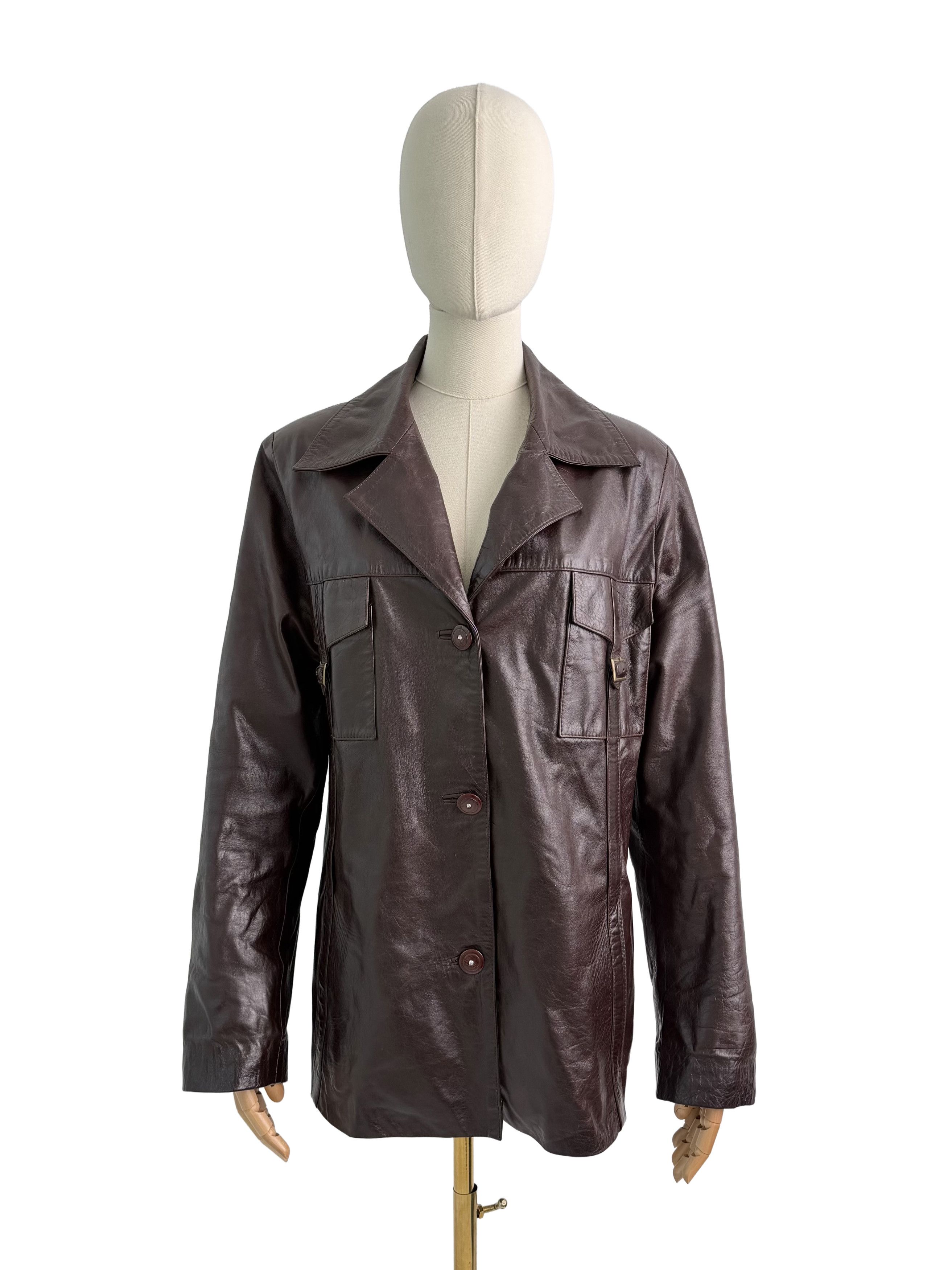 Vintage Vintage Genuine Leather Jacket Button Front Utility Classic Size L / US 10 / IT 46 - 1 Thumbnail